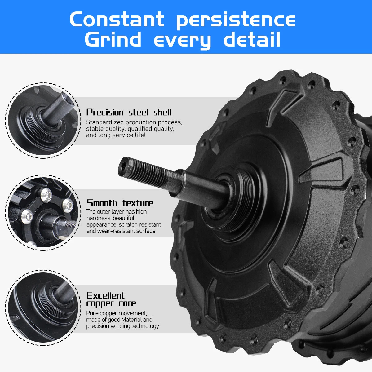 Electric Fat Bike Motor 48V 750W Rear Rotate Hub Motor Wheel Dropout 170-175mm