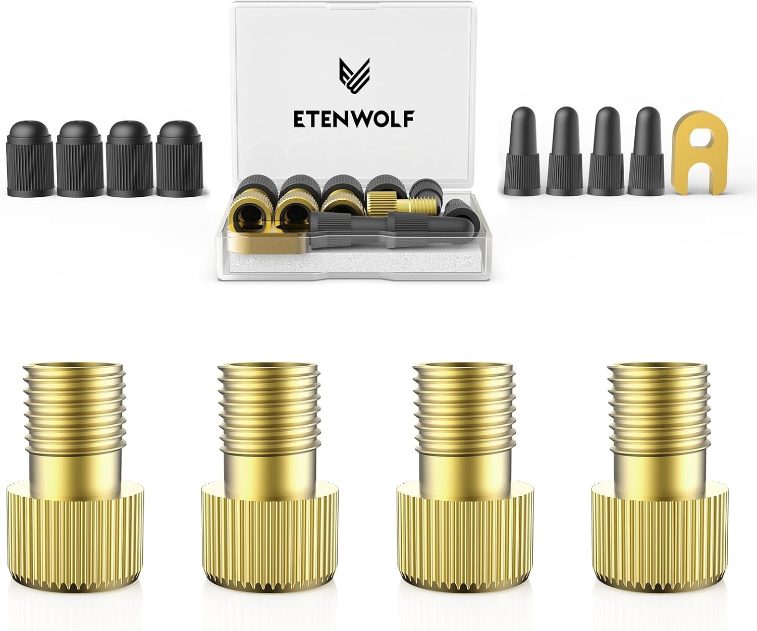 ETENWOLF Brass Presta Valve Adapter 4 Pack, Convert to Schrader Valve…