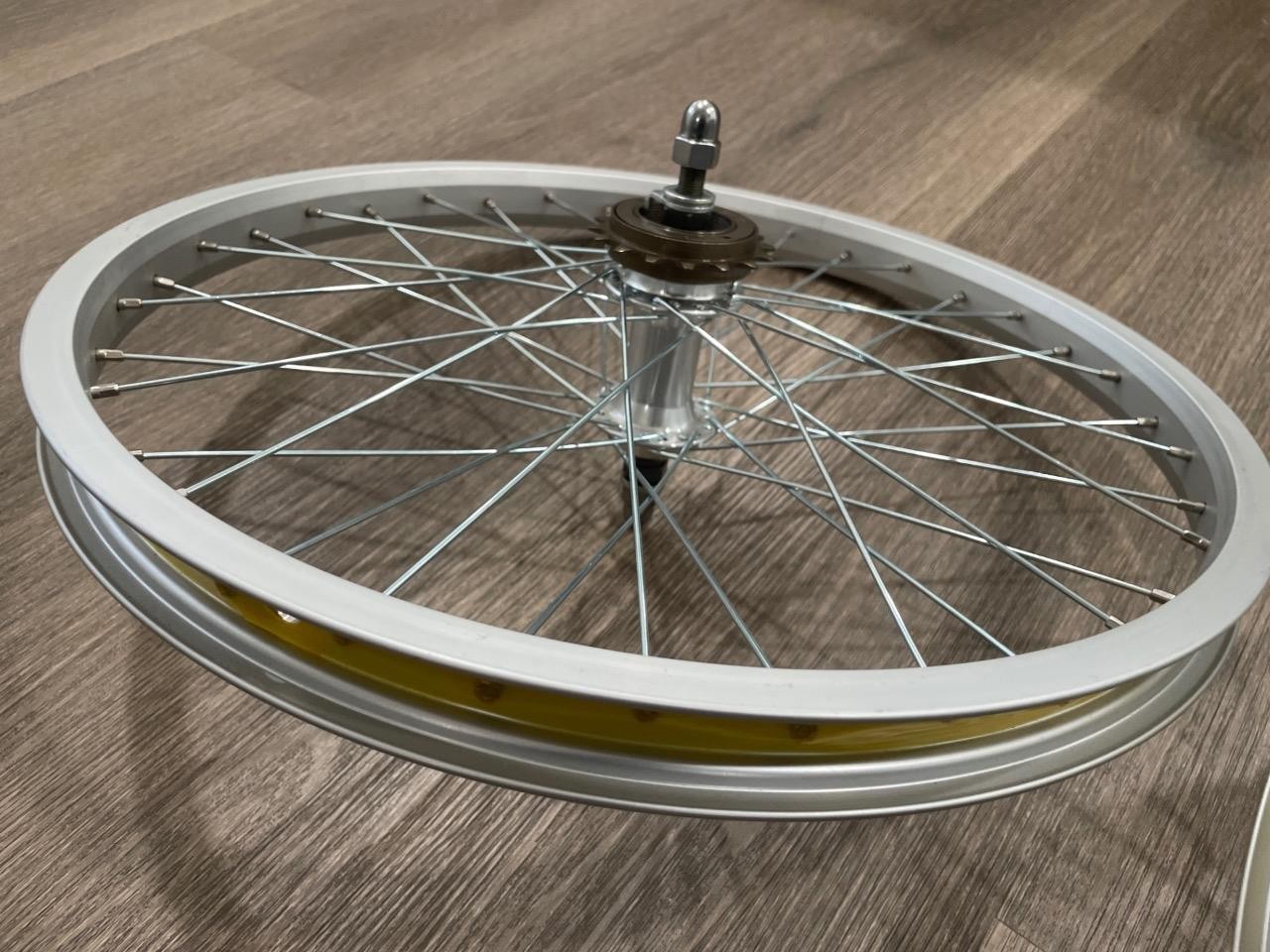 20″ Bicycle Alloy Silver Chrome Wheels 36 Spoke Front & Rear Freewheel 12g BMX
