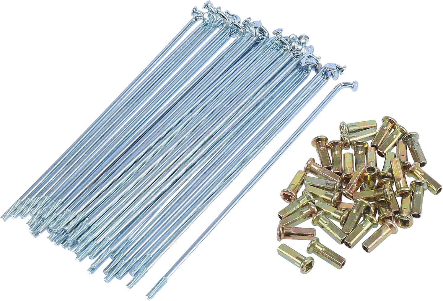 36Pcs Silver Tone 3Mm Thread Dia 160Mm Length Motorcycle Wheel Spokes Nipples
