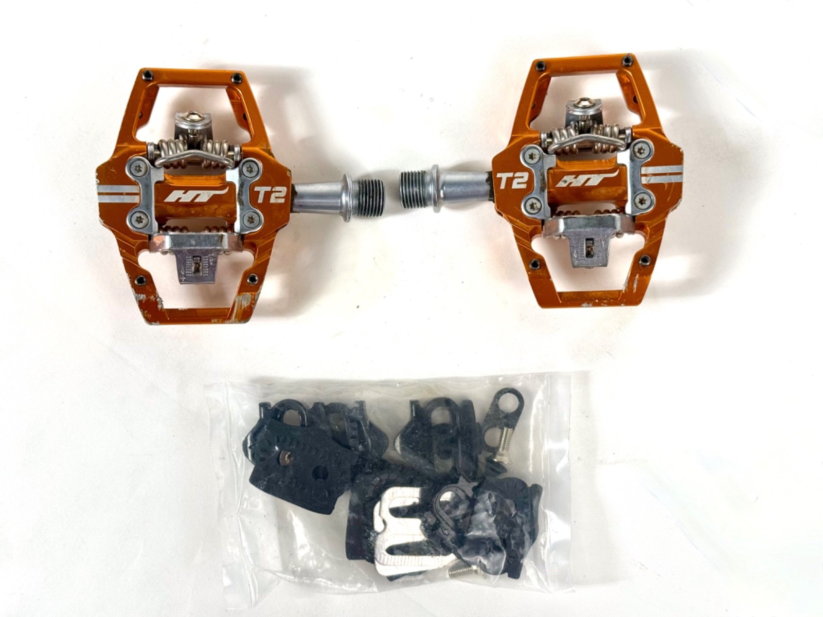 HT Components T2 Enduro Race Mountain Bike CrMo Clipless Pedals + new cleats MTB
