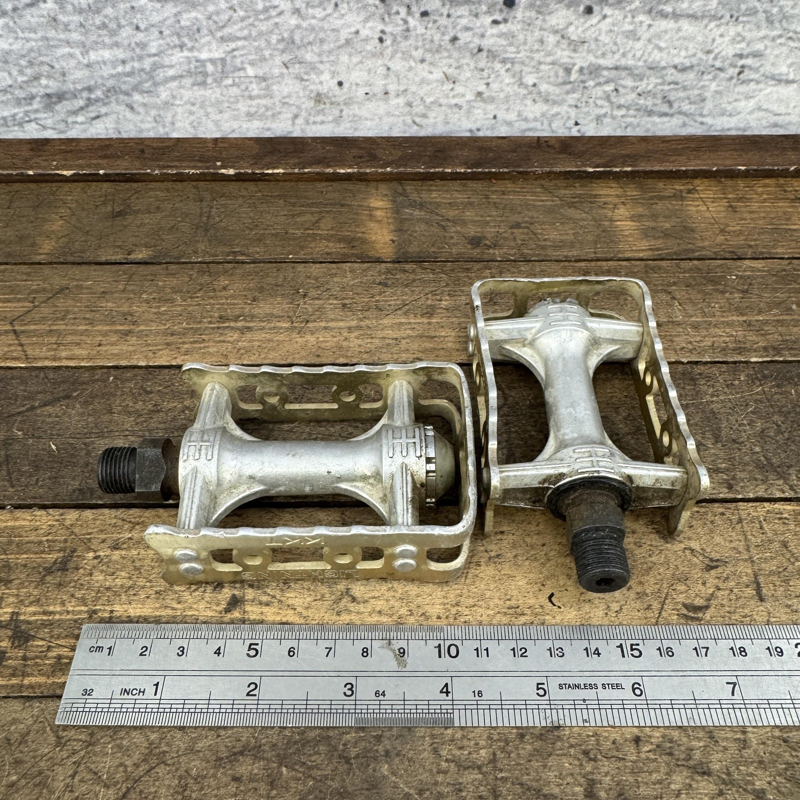 Vintage KKT Lightning BMX Bike Pedals 9/16 Gold 1980s Old School Race Bike Fade