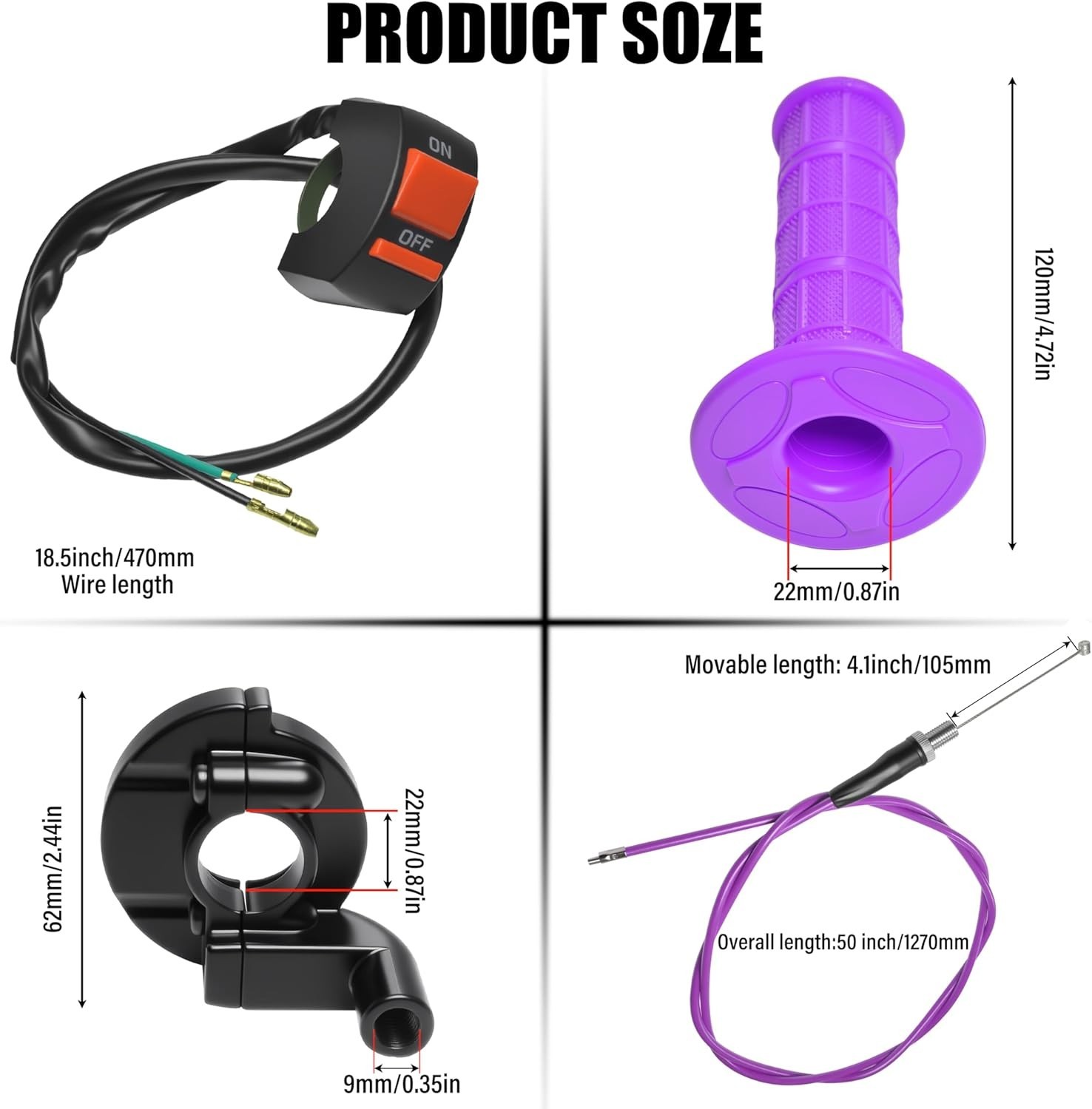 Universal Mini Bike Throttle Assembly&Cable Kit | Direct Replacement for Cole…