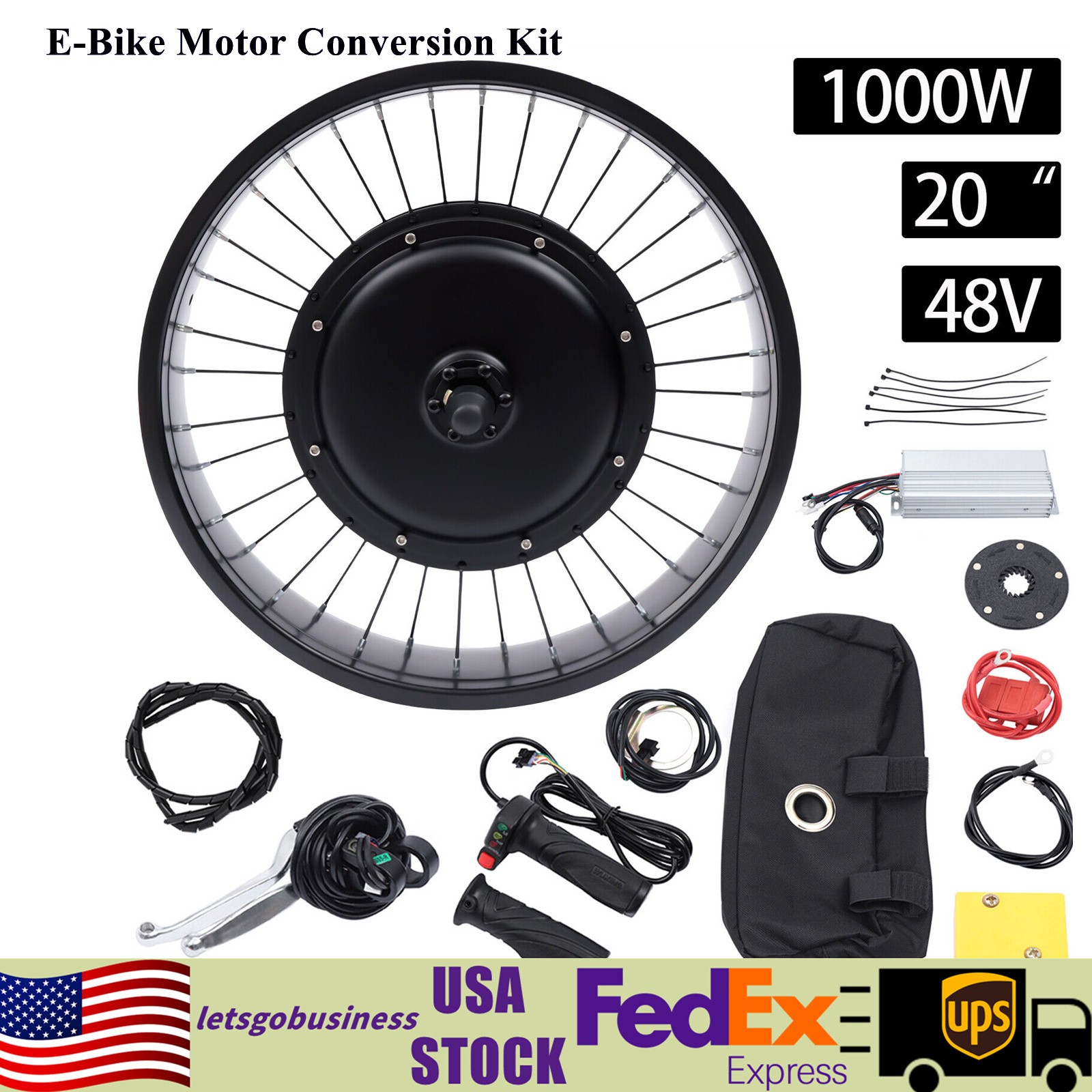 Electric Bike Conversion Kit, 48V 1000w 20″ Front Wheel E-Bike Hub Motor Kit NEW