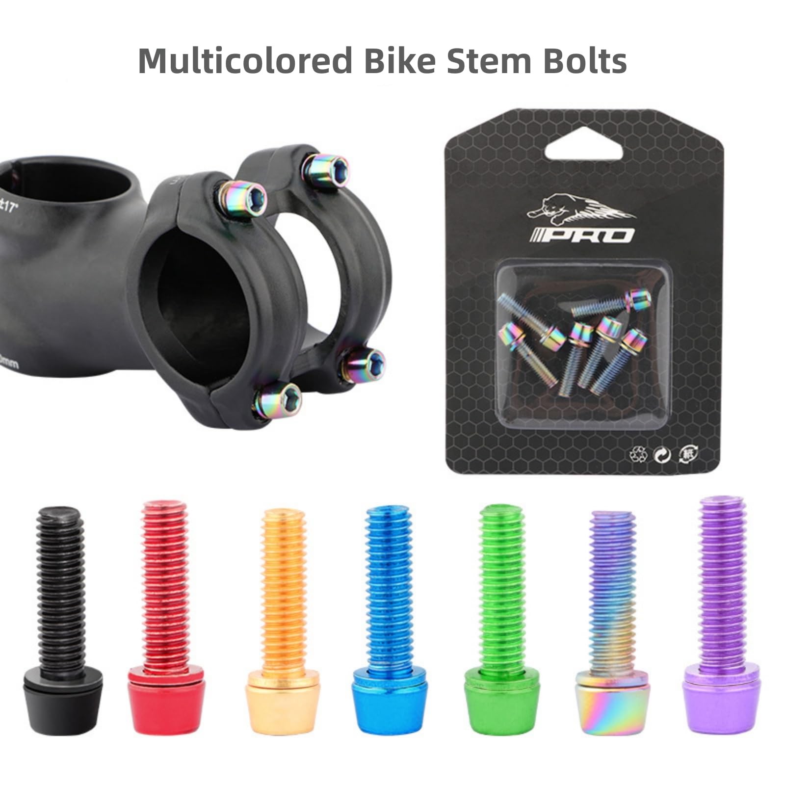 NELboNs Bike Stem Bolts, Red, 6PCS M5x18mm M5*18MM, Red