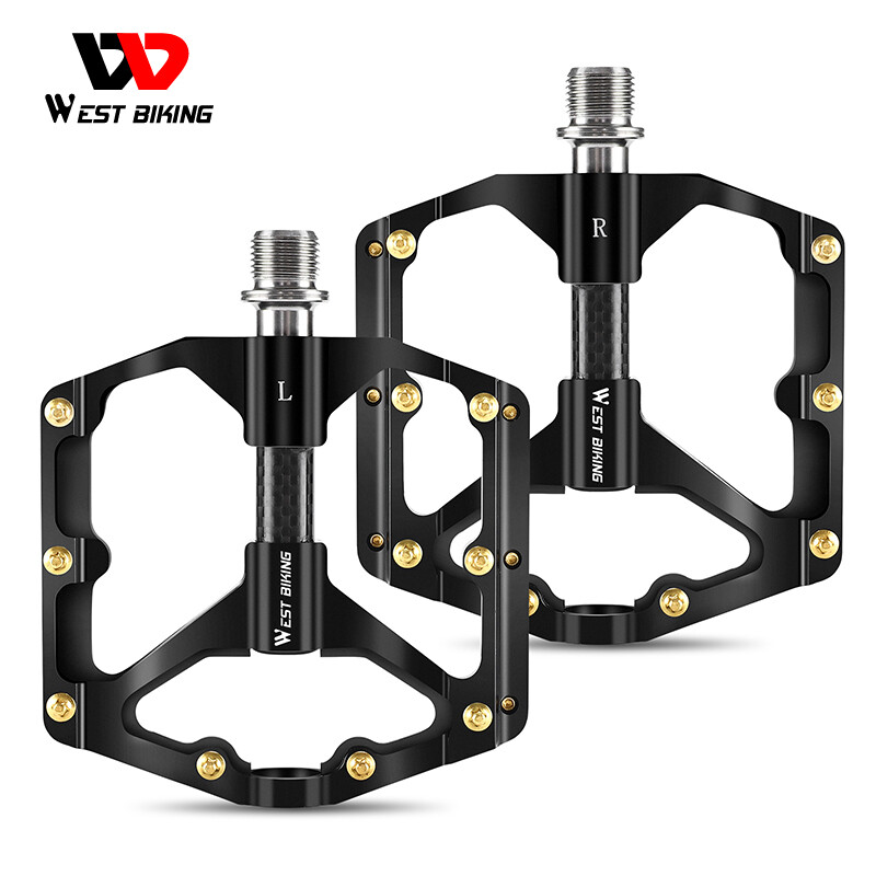 WEST BIKING Bicycle Pedals Carbon Fiber Axle 3 Bearing Aluminum Bike Pedals