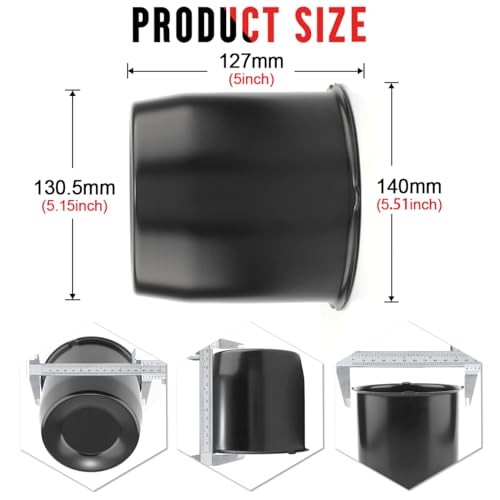 4pcs 5.15in 130mm Wheel Center Caps Trailer 5.15″ Center Hole, 5″ Height Black