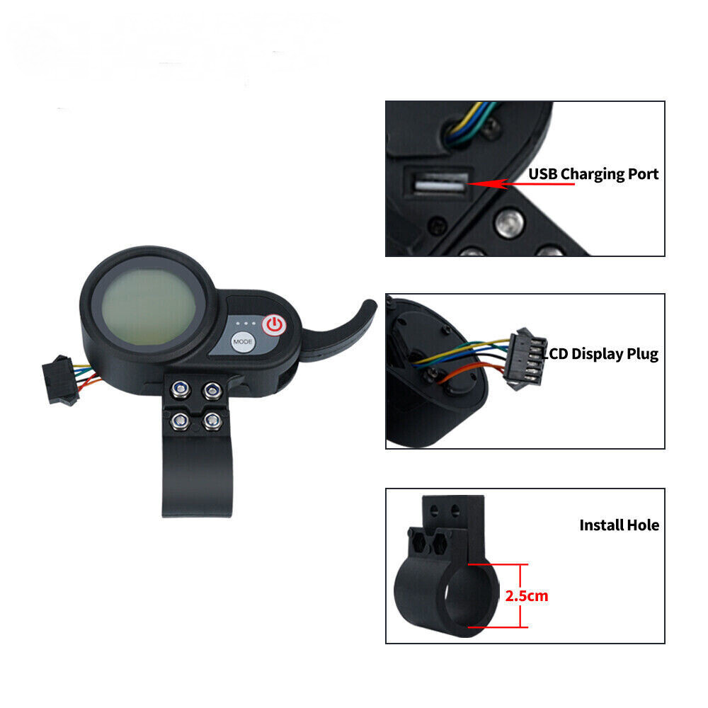 36V 48V 52V 60V Electric E-Bike Scooter LCD Display Dashboard Screen Accelerator