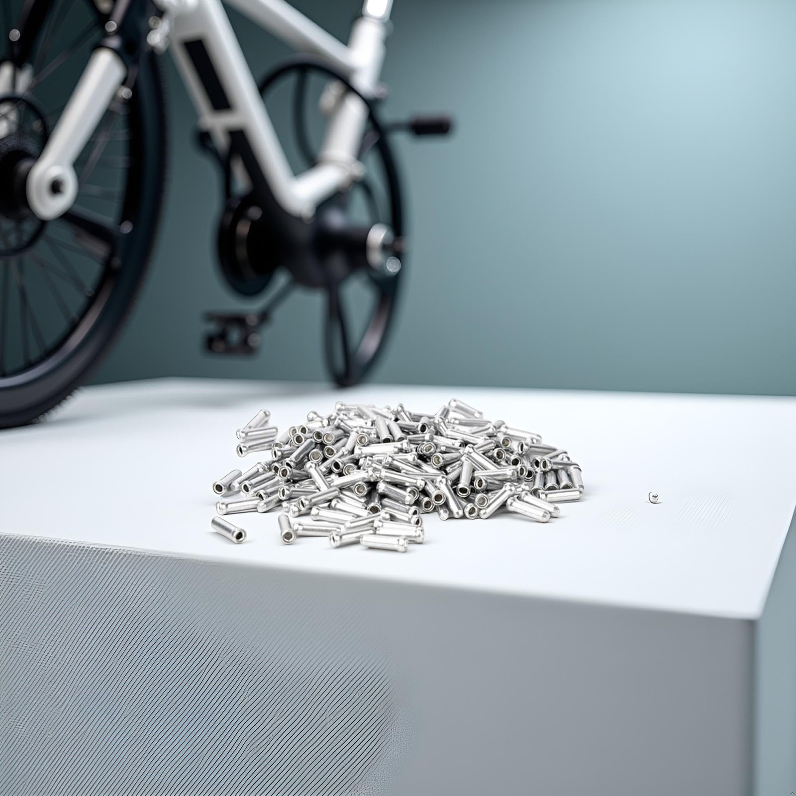 100 Pcs Silver Road Bike Cable End Caps Aluminum Alloy Wire Ferrule Tips
