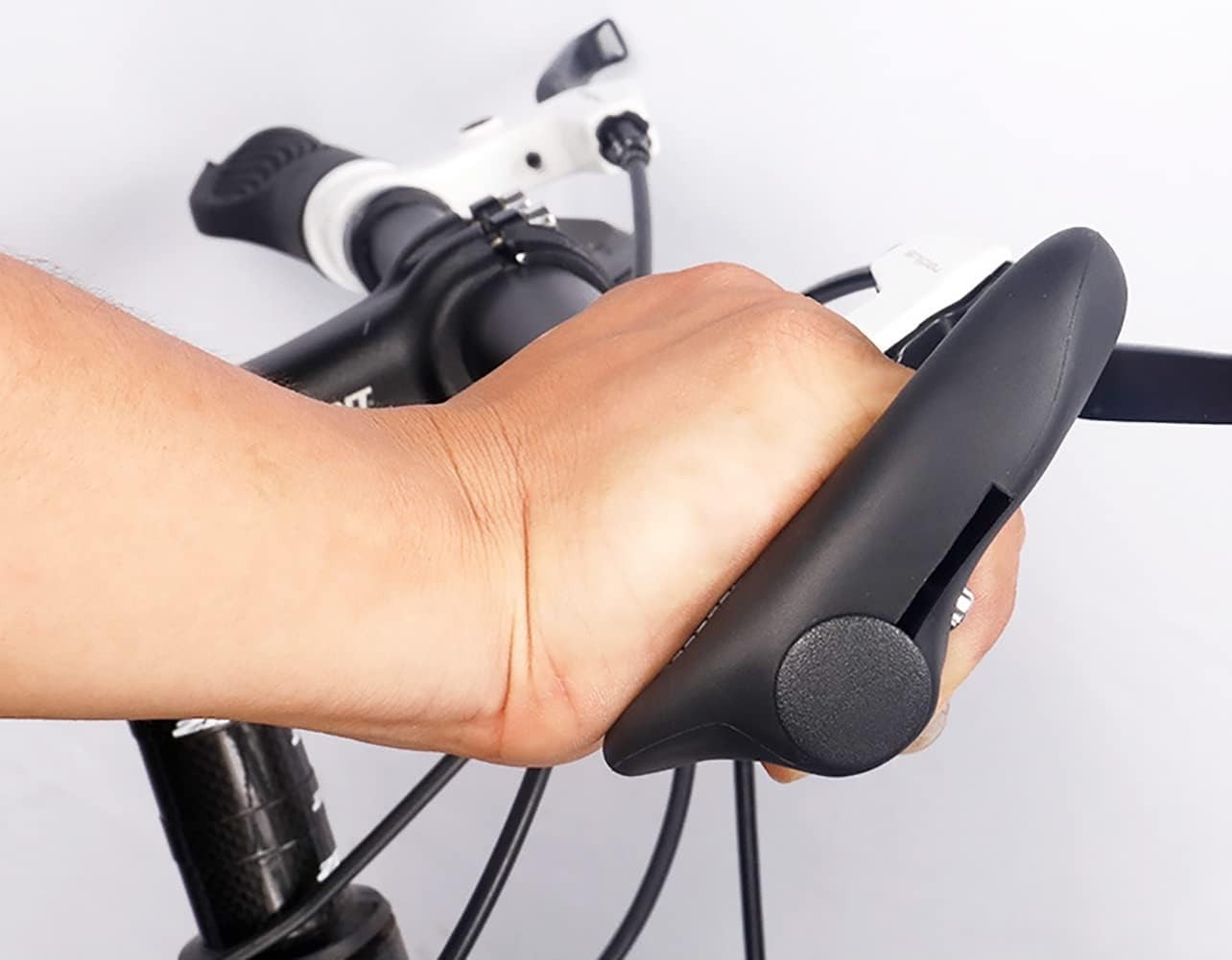 Stylish & Durable Bike Handlebar Grips with Plastic End Caps – Black & Grey