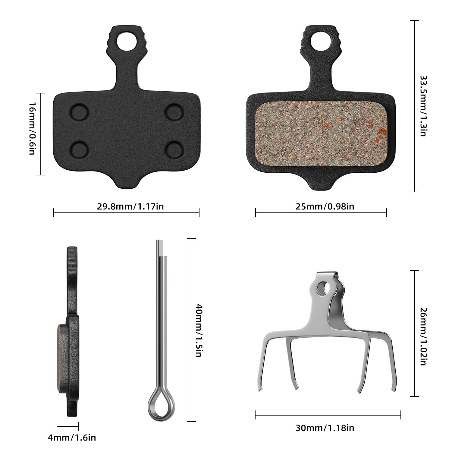 BIAQI 2PCS ‌Lectric XP Brake Pads – Front & 1.2‎»L x 0.32″W x 1.38″H, black