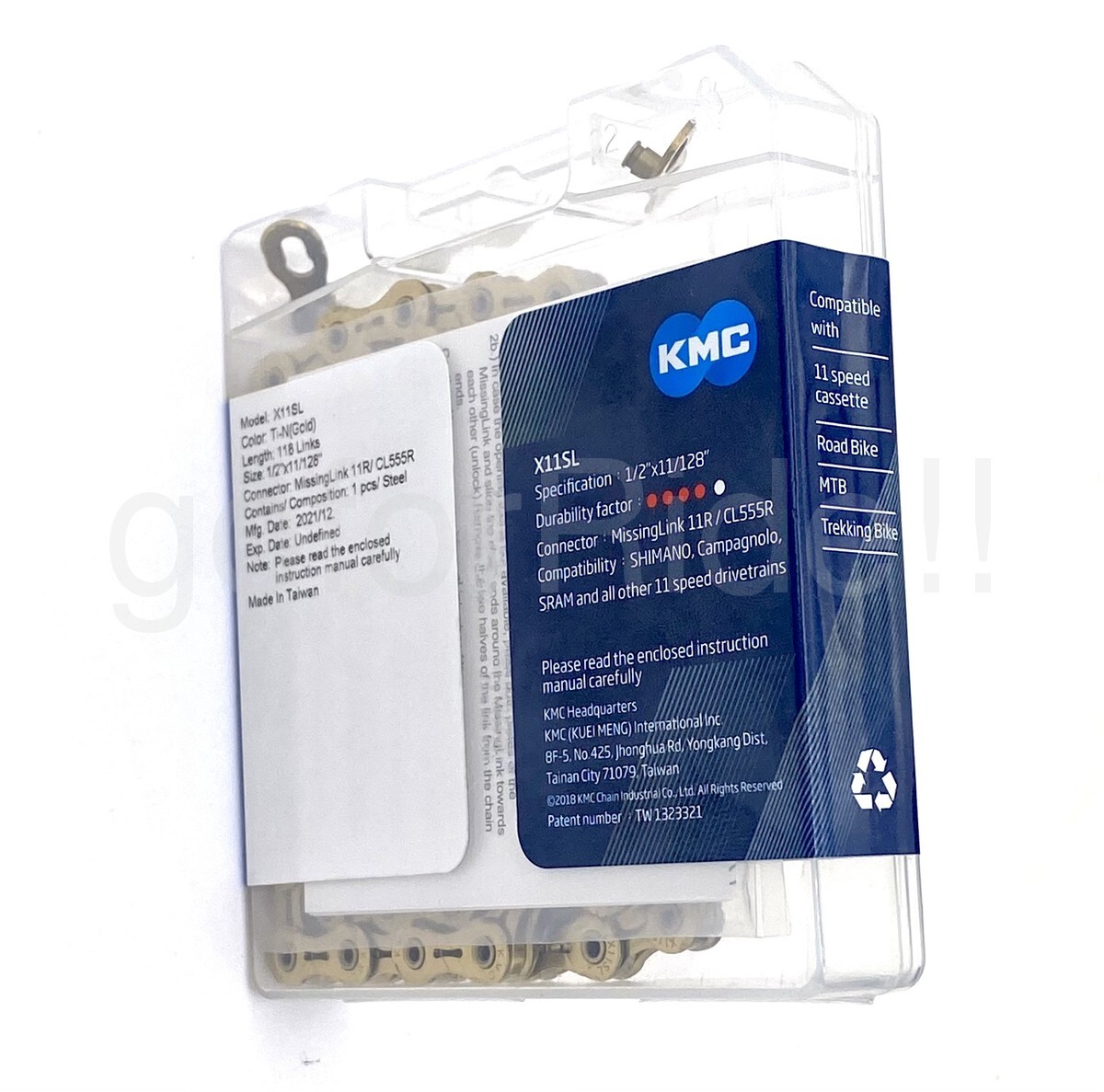 KMC X11SL Ti-N Gold Bike Chain Retail Pack 11 Speed Shimano 118 Links Gold