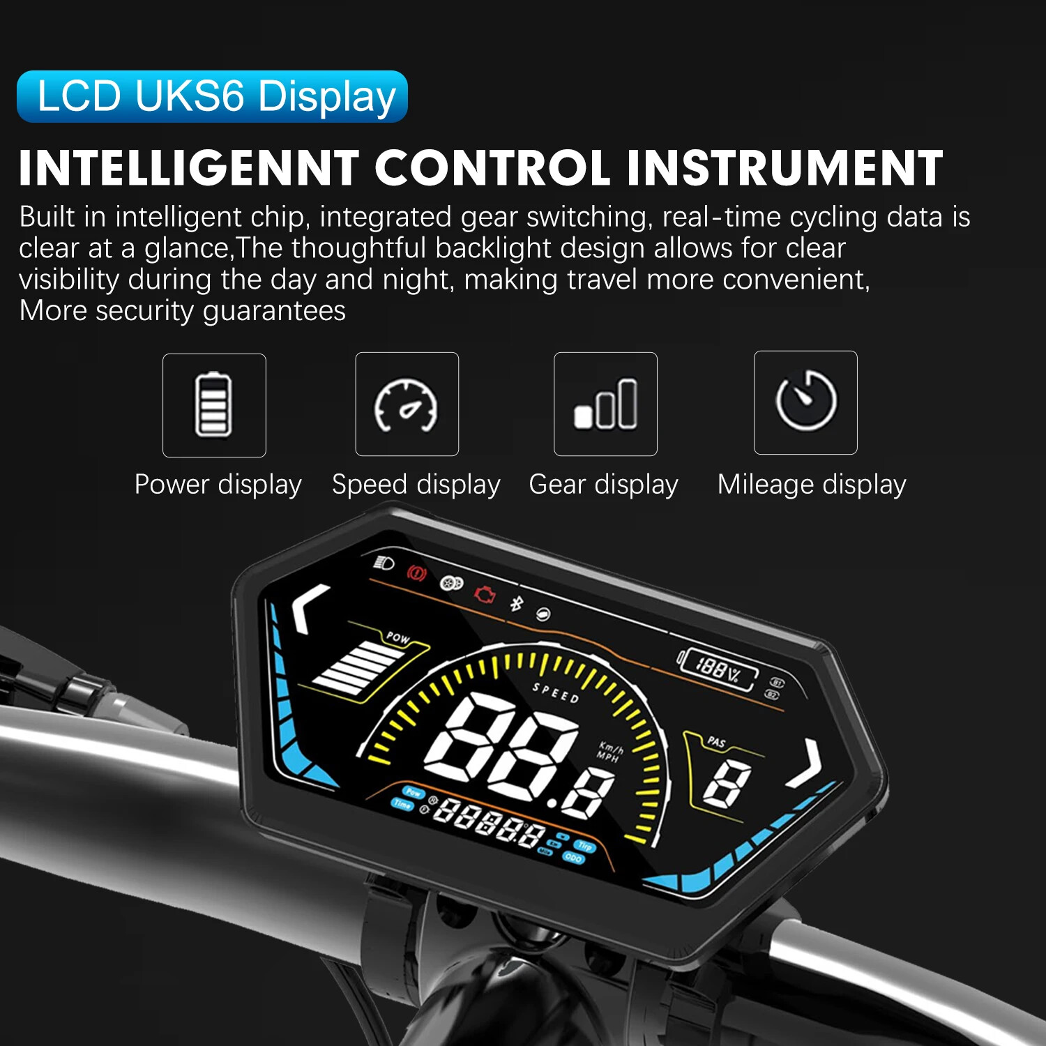 E-bike Display 24V 36V 48V 52V 60V 72V E-bike Colour SM/Waterproof Plug Display