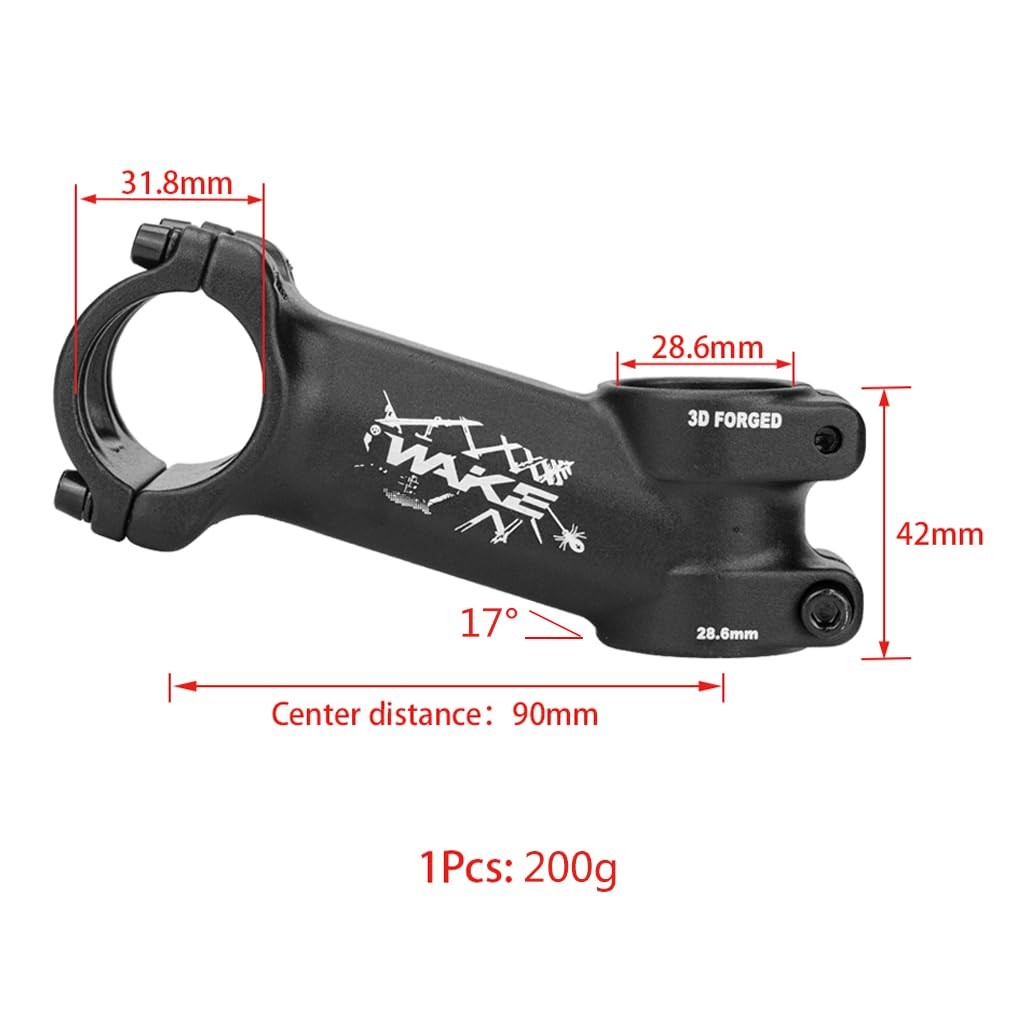 31.8 Stem 17 Degree x 90mm Handlebar Stem Riser Road Mountain Bike Part Black