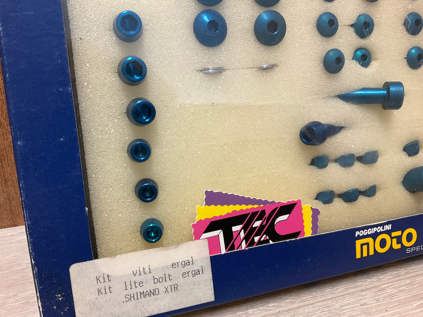 NOS TEC light AL blue screws nuts/bolt kit/set Shimano XTR old school vintage MTB
