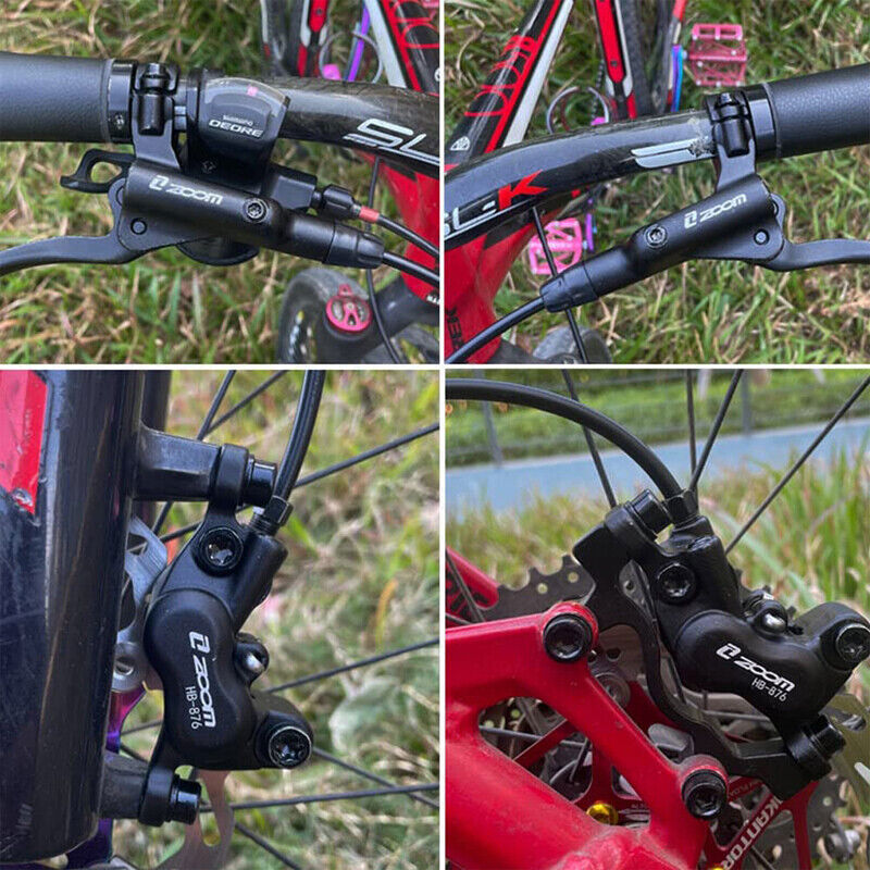 ZOOM 4-Piston Caliper Hydraulic Disc Brake Lever Set Front Rear 160mm Bike Rotor