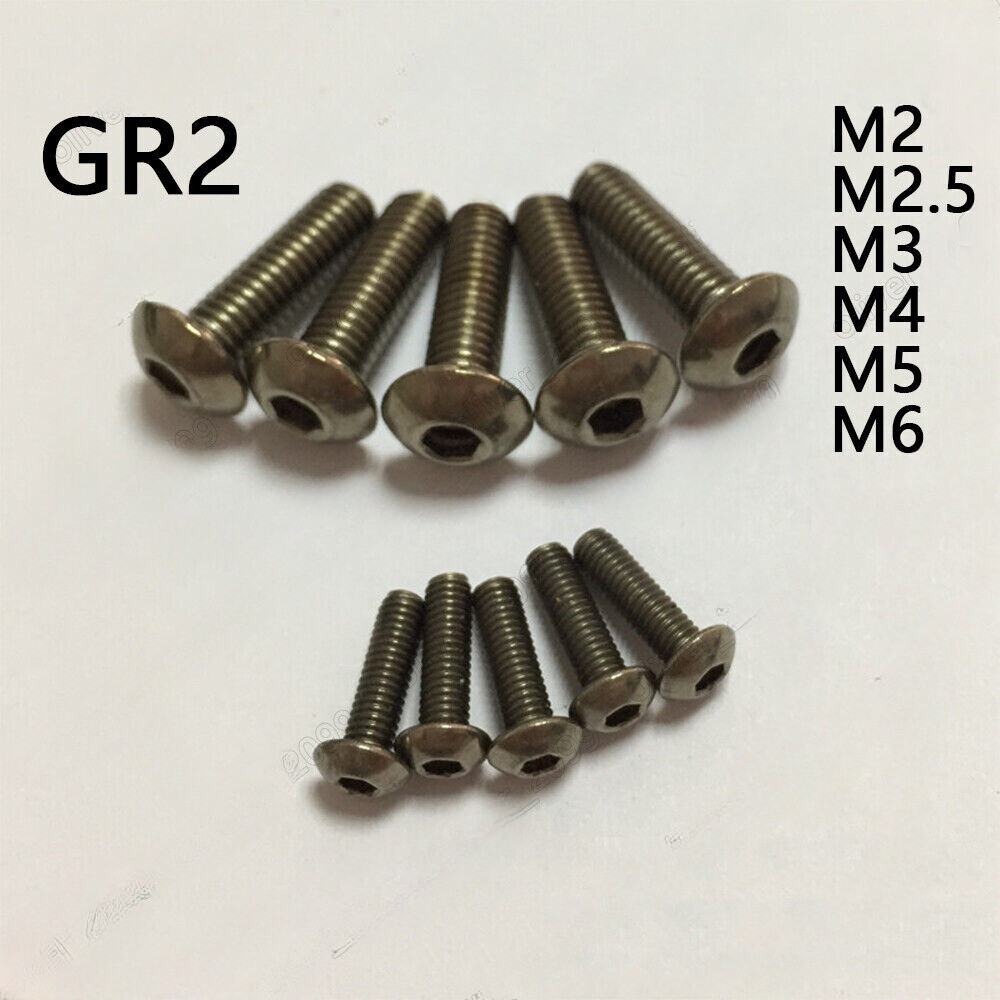Titanium GR2 ISO7380 Hex Socket Bolts Button Head Screws M2 M2.5 M3 M4 M5 M6