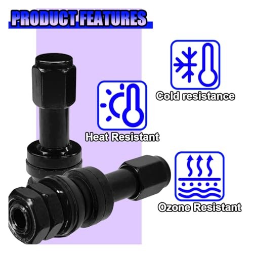 TR43E Metal Clamp-in Tire Valve Stems, Tubeless Aluminum Alloy Car Tire Black