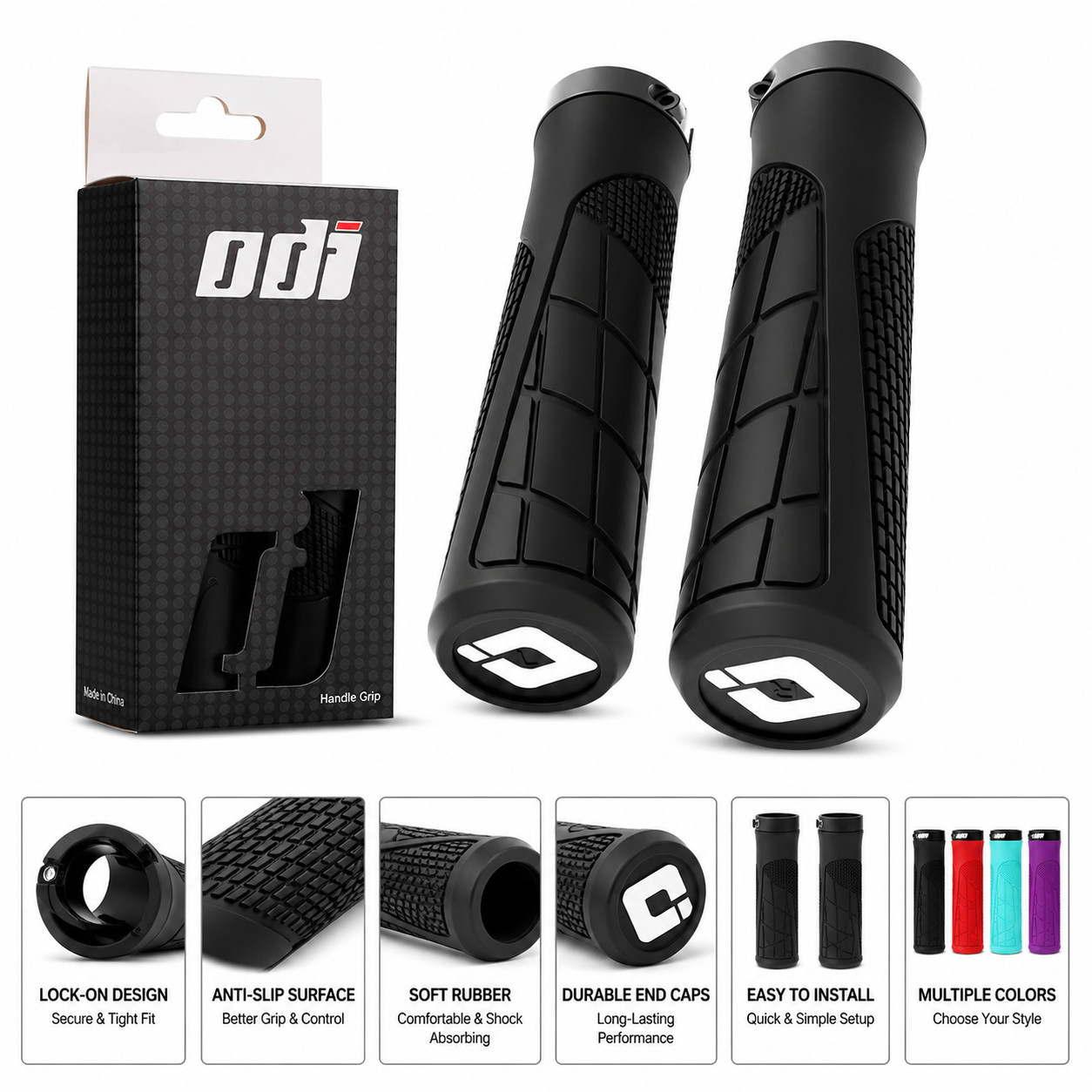 Lock-On MTB Bike Handlebar Grips Anti-Slip Bicycle Handlebar Covers Soft Rubber
