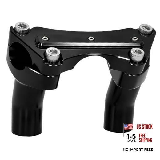 Black 1” Pullback Handlebar Risers and Top Clamp Kit 3.5″ Tall for Harley