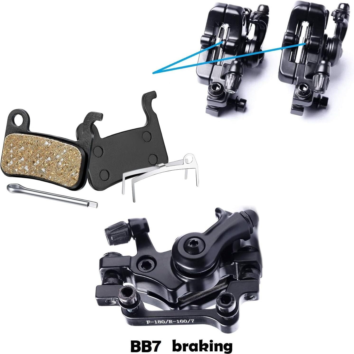 Universal Bike Front & Rear Disc Brake Kit with 160mm Rotors for Safety Upgrade