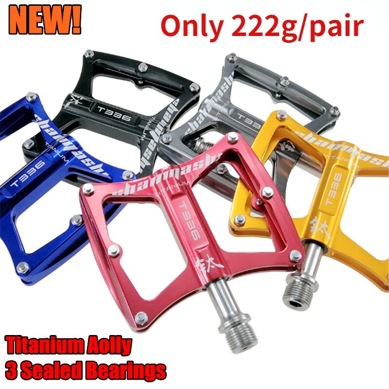 SMS Ultralight 9/16″ Titanium Flat Bicycle Pedals MTB Road Bike Pedals 3 Bearing