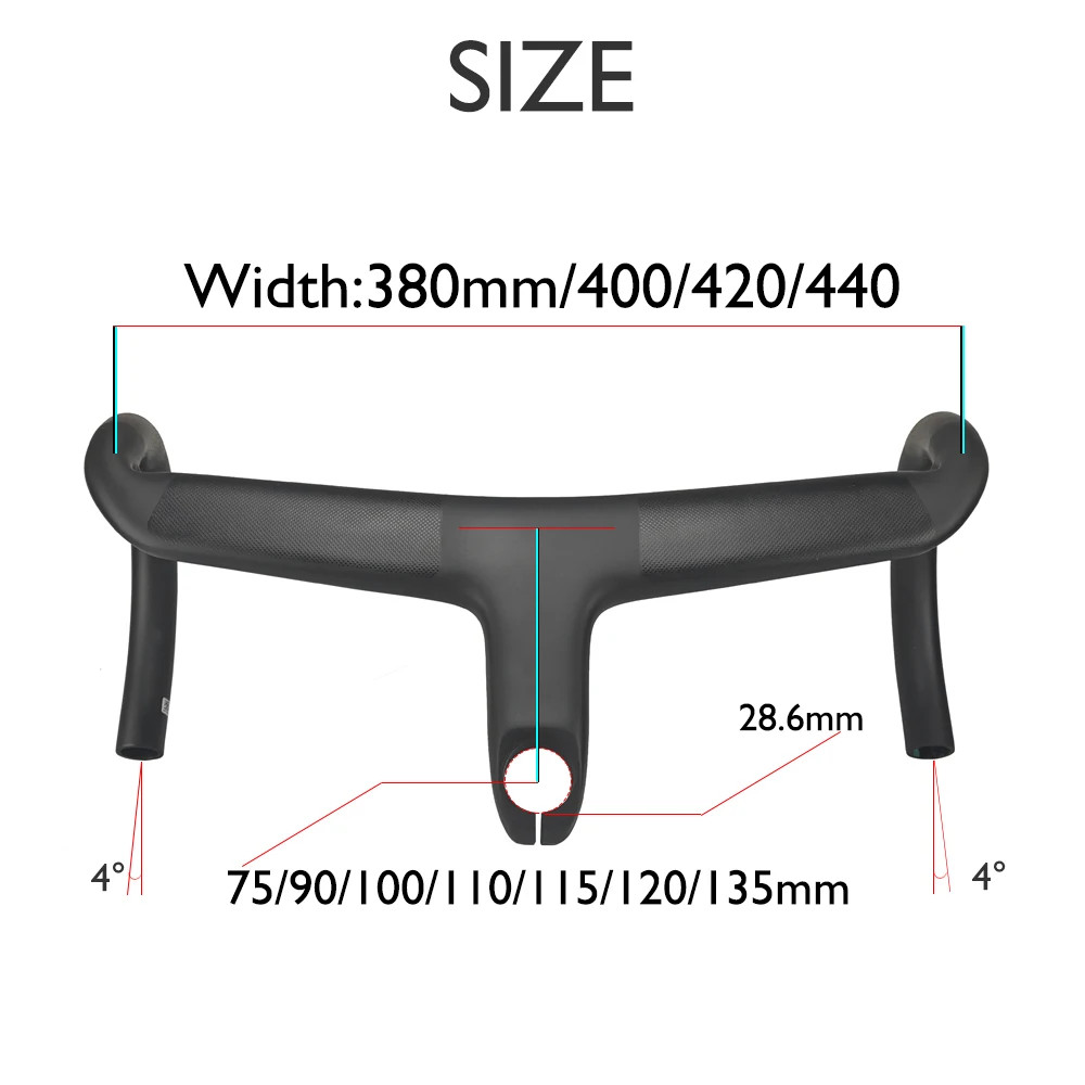 Carbon Fiber Road Bike Integrated Handlebar 28.6mm with Computer Bracket/Base