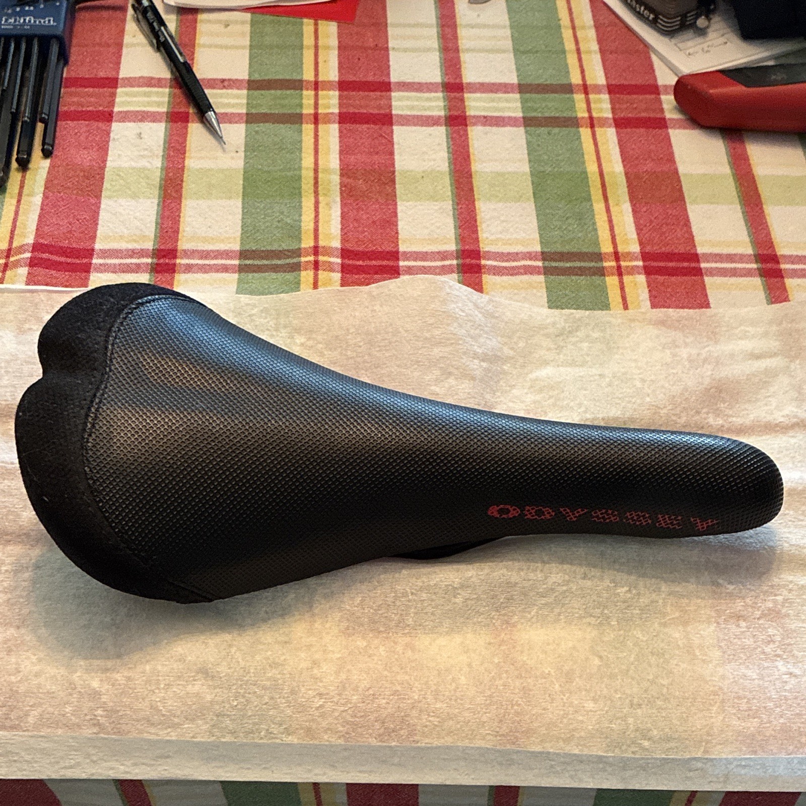 Odyssey Odyssey Pro BMX Saddle/Seat Black Red Logo Synthetic/Steel/Plastic