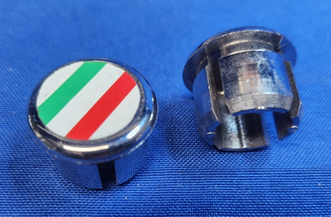 Vintage 1980s CINELLI Italian Flag Chrome Bar End Plugs – 1 PAIR
