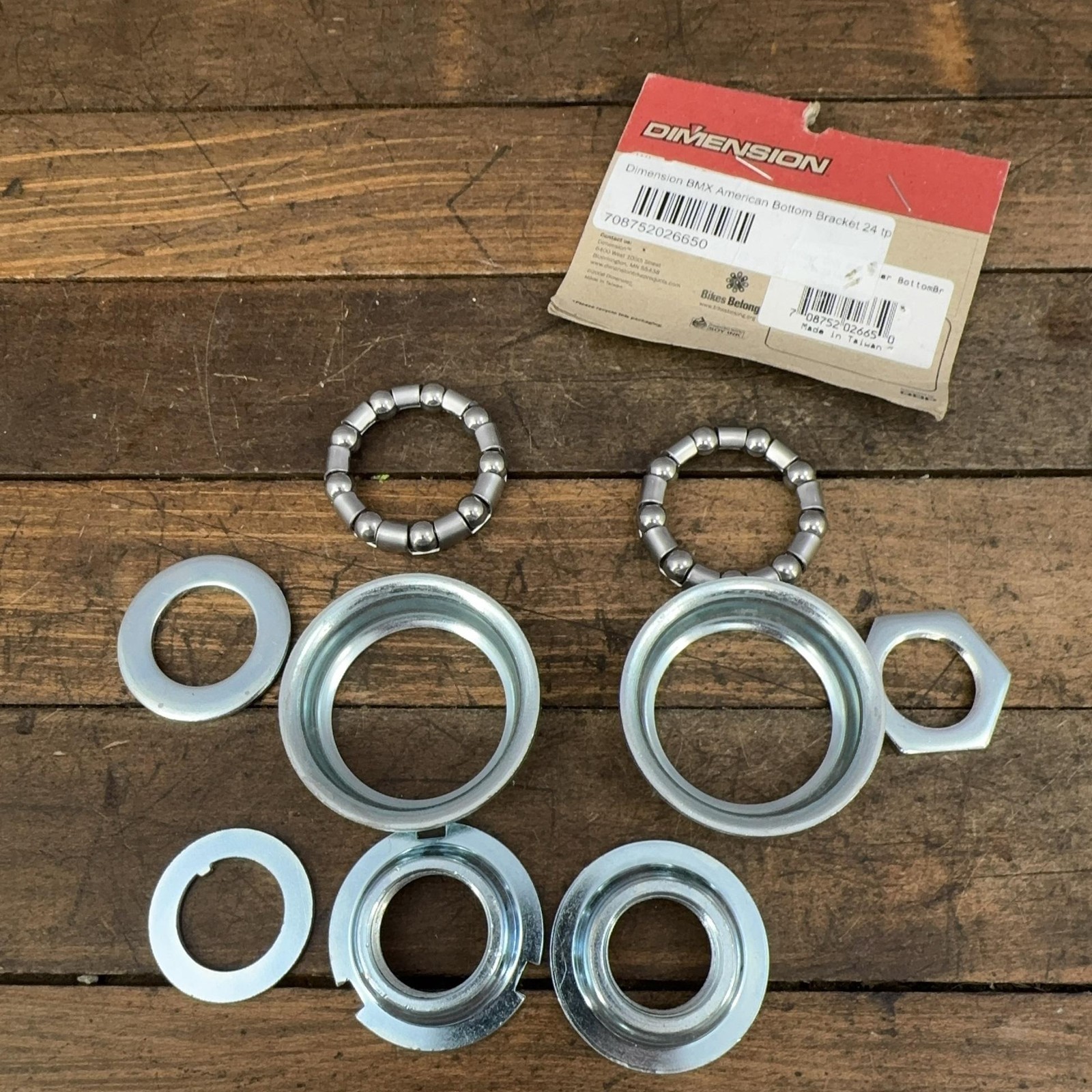 Dimension BMX American Bottom Bracket 24t Silver Steel Bearing Set BMX Bike