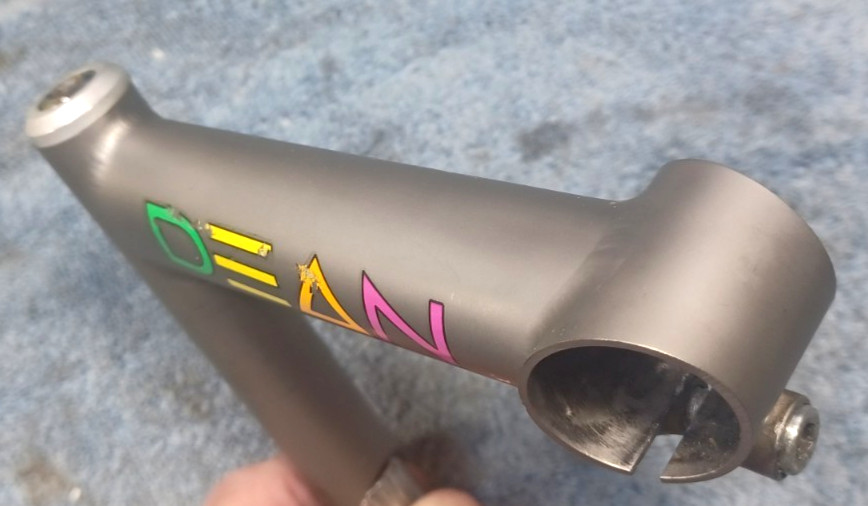used, DEAN 125mm, 22.2mm dia. Titanium Quill Stem, Fits 26mm Bar Clamp, 1″ Fork