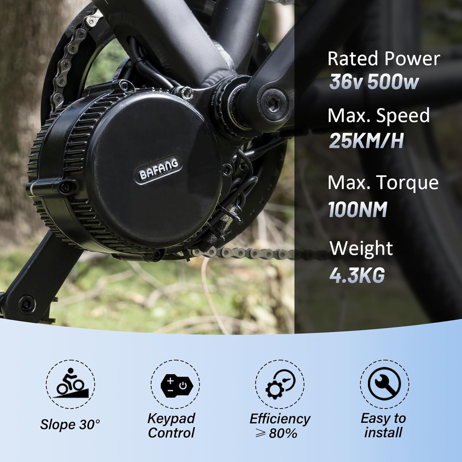 ✅ BAFANG 36V/500W UART Version BBS02B E-Bike Mid Drive Kit, 68mm Bottom Bracket