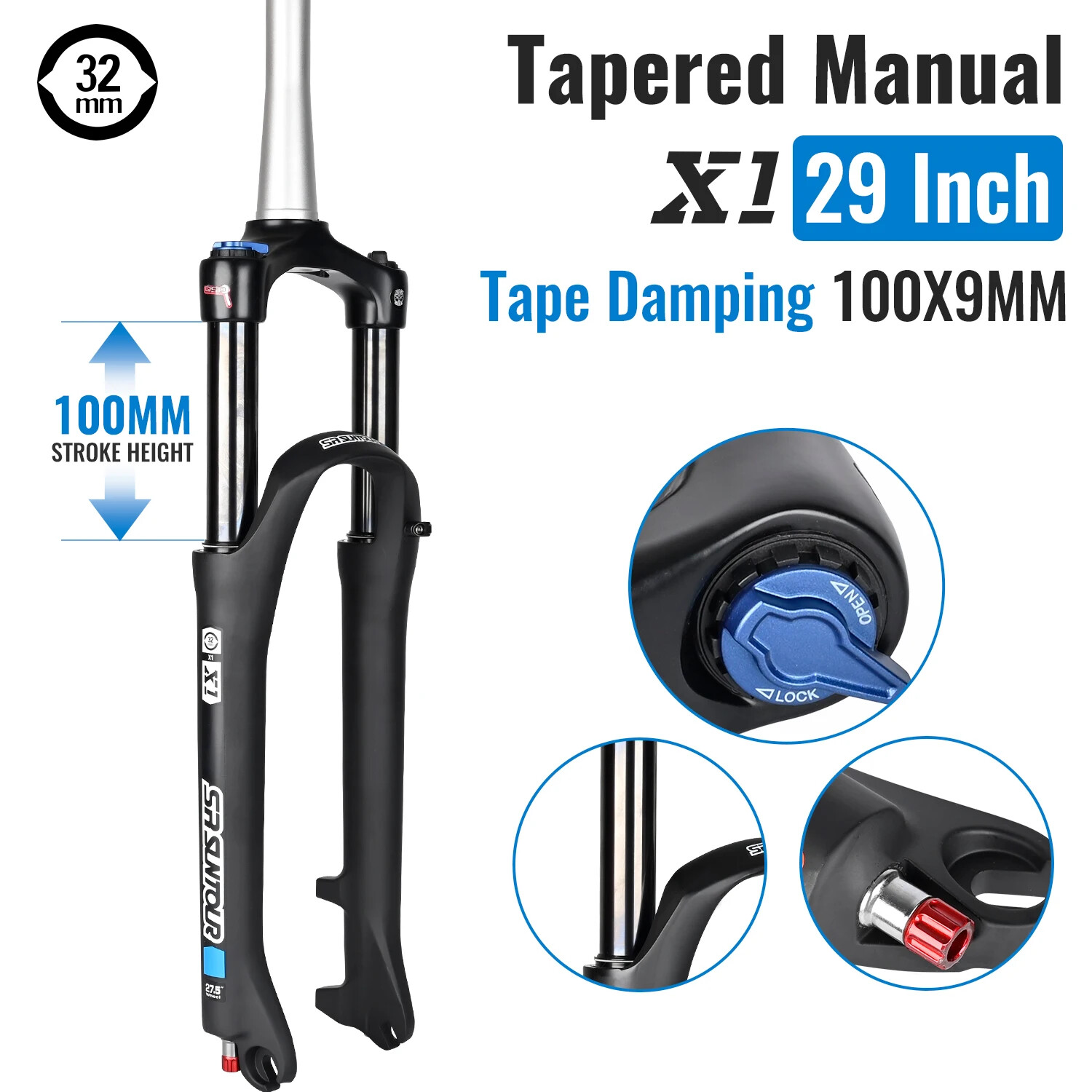 27.5 29″ Mountain Bike Oil Spring Suspension Fork QR BOOST 120MM Travel Froks