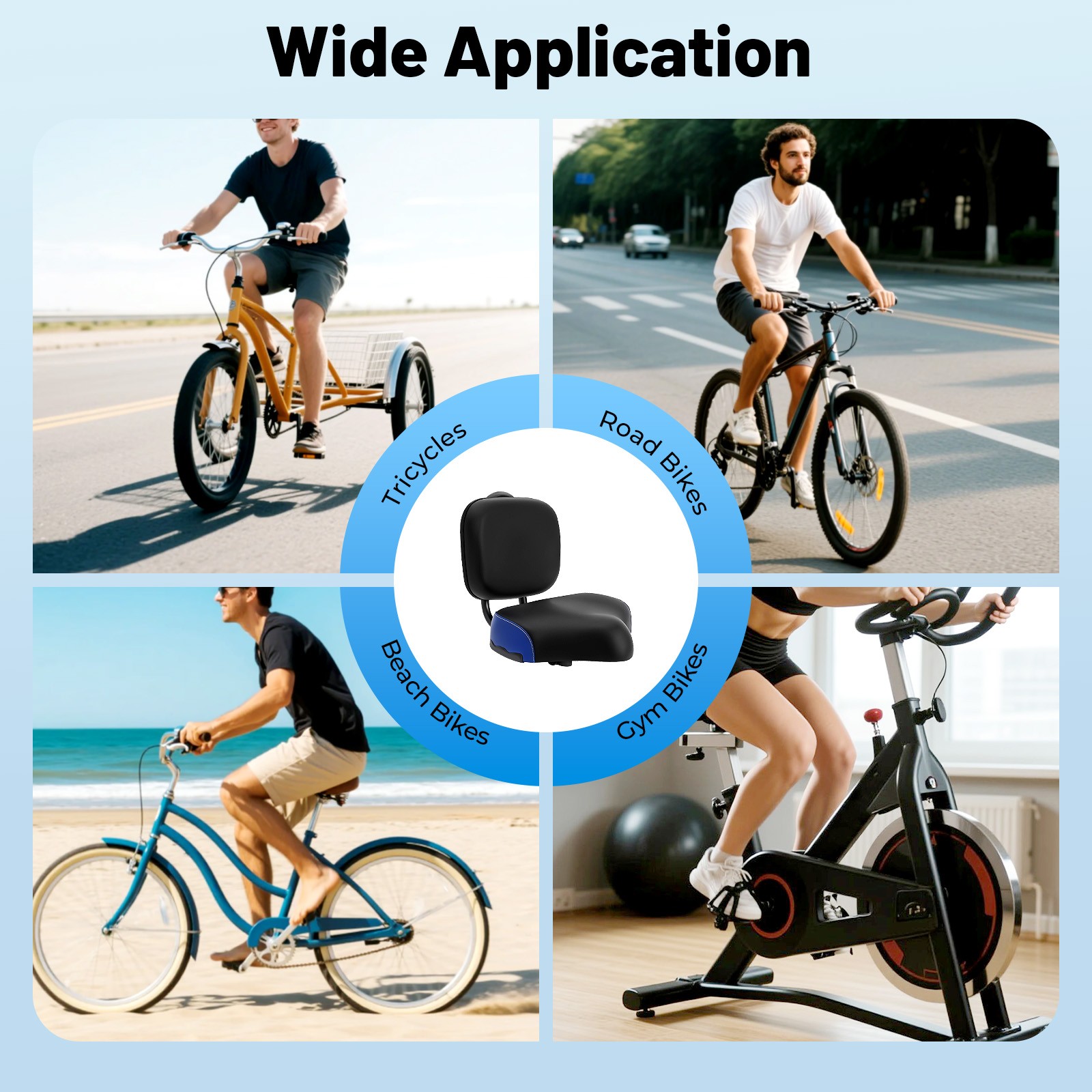 Bike Seats for Wide Adult Tricycle Women Backrest Saddle Bik Seat w/Backrest new
