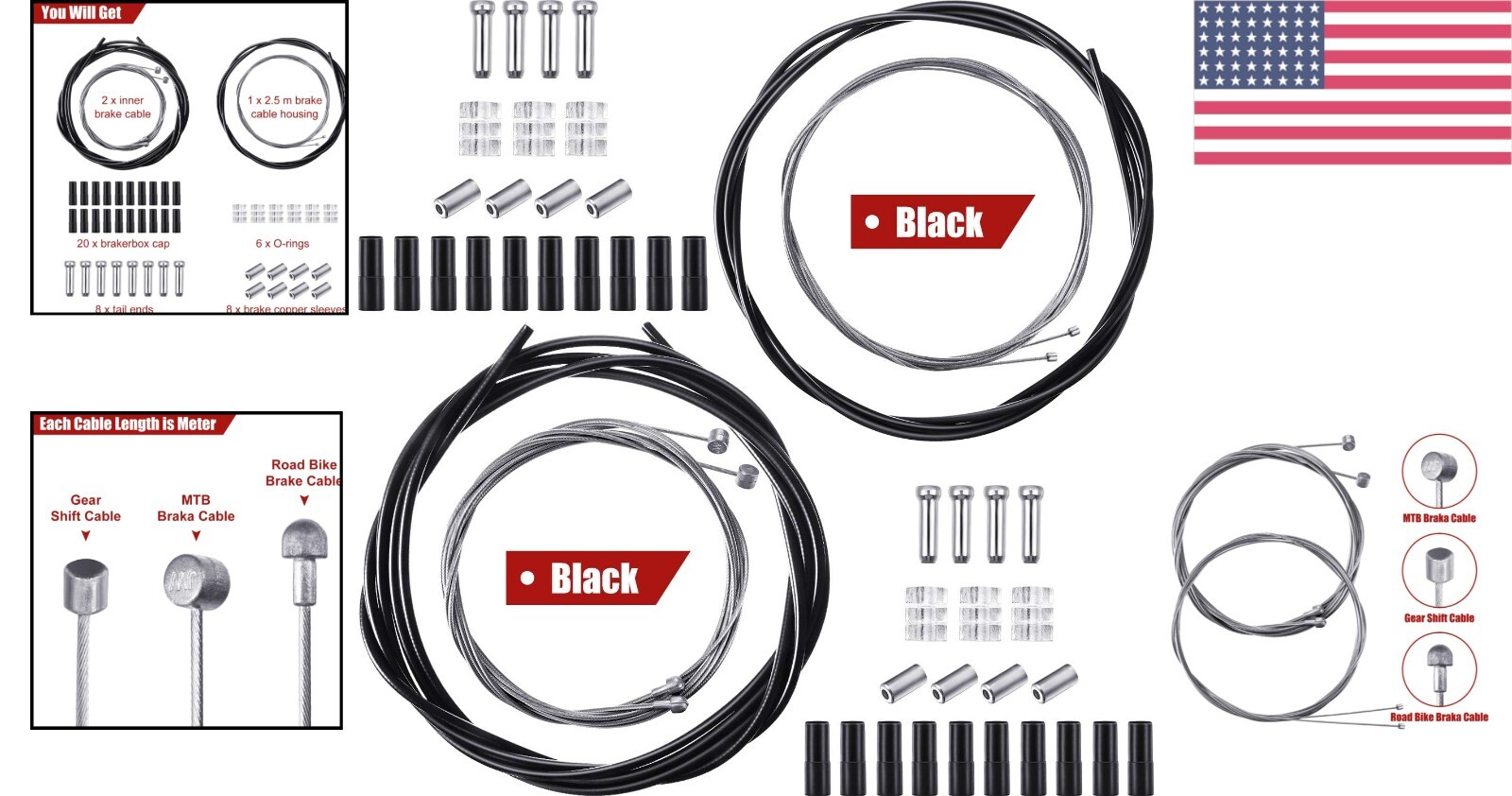 Durable Bicycle Shift & Brake Cable Kit – Perfect for Mountain and Road Bikes