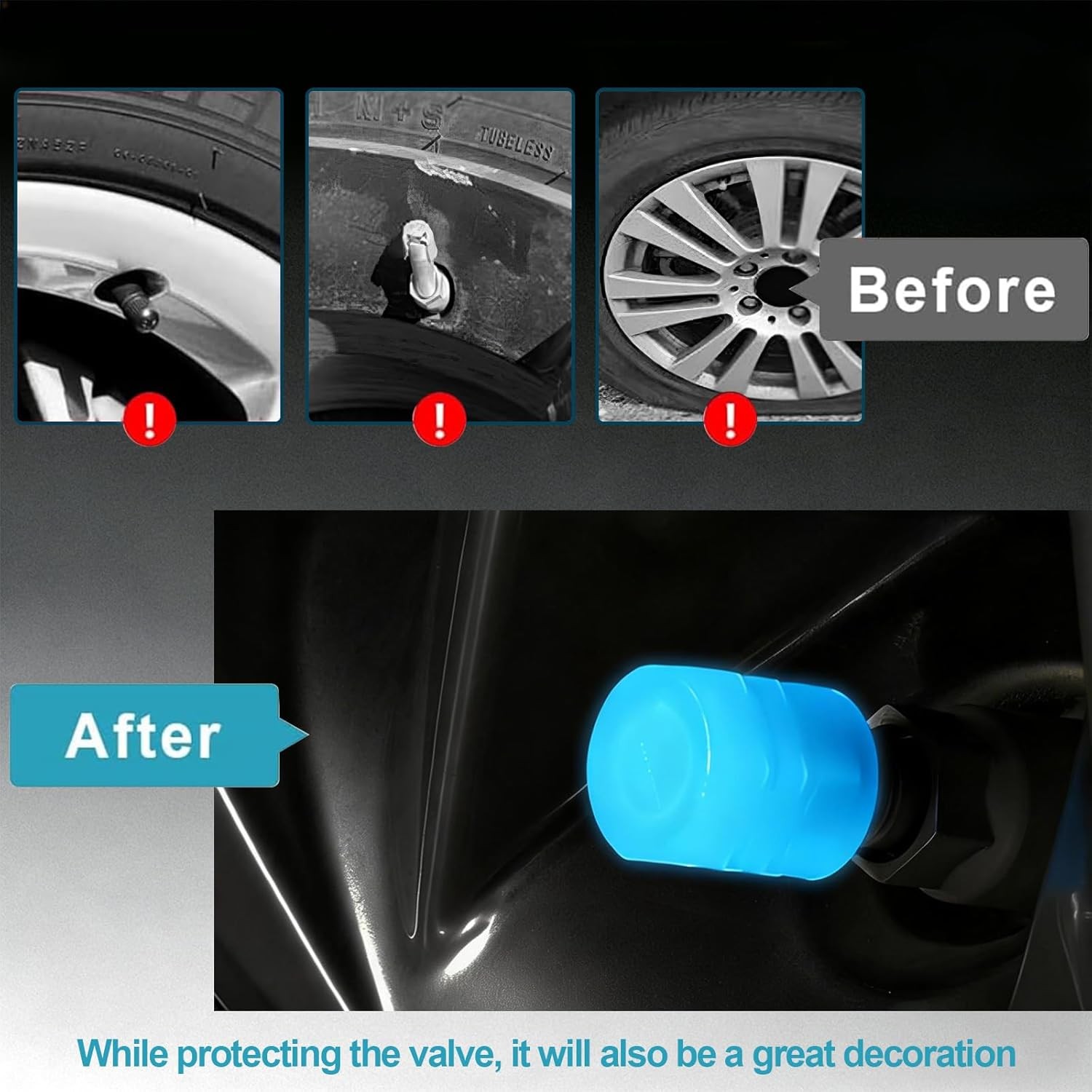 20 Pcs Glow in The Dark Tire Valve Caps Fluorescent Tire Valve Stem Caps, Cool C