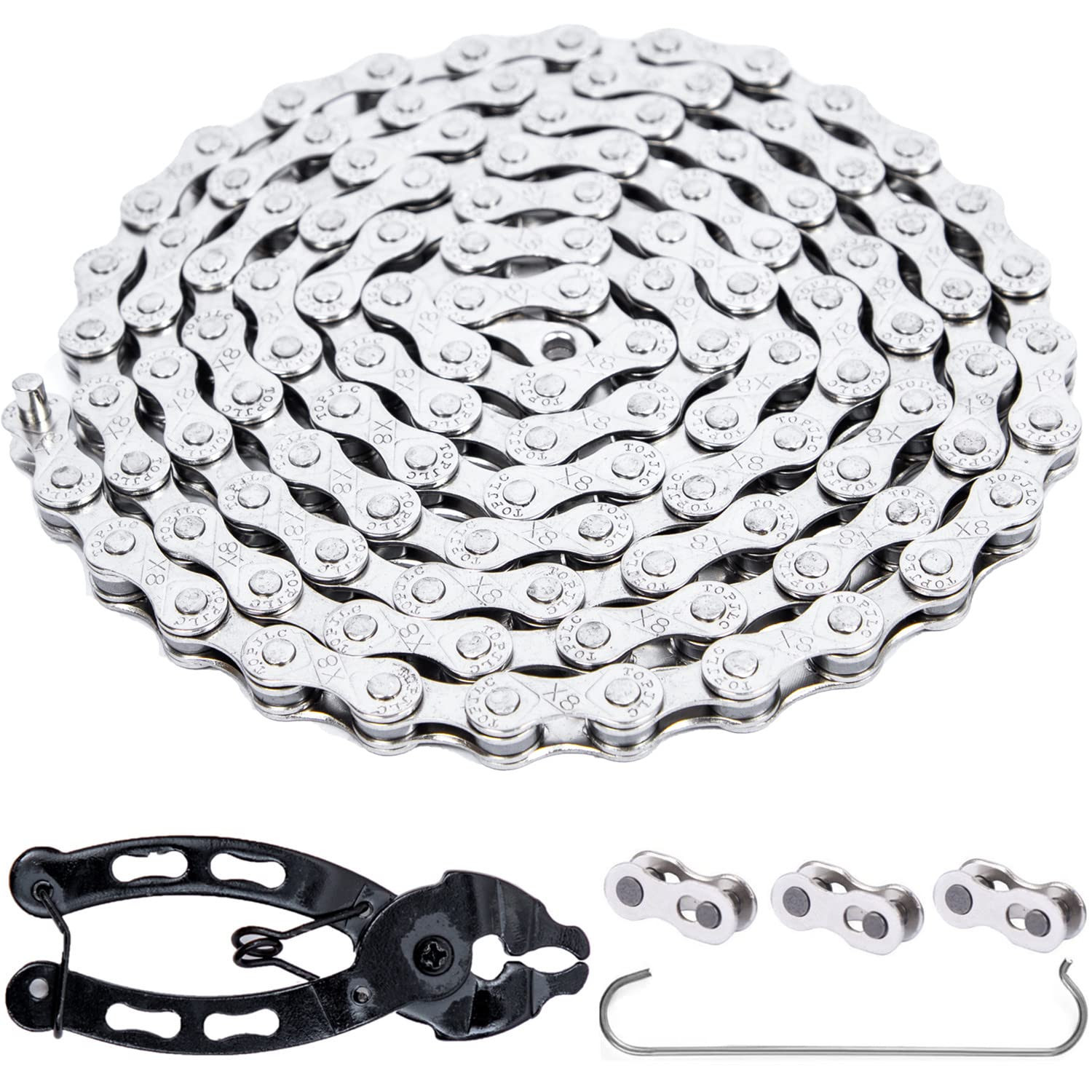 6/7/8/9/10/11 Speed Carbon Steel Bike Chain with Full Silver Plating, 116 Links,