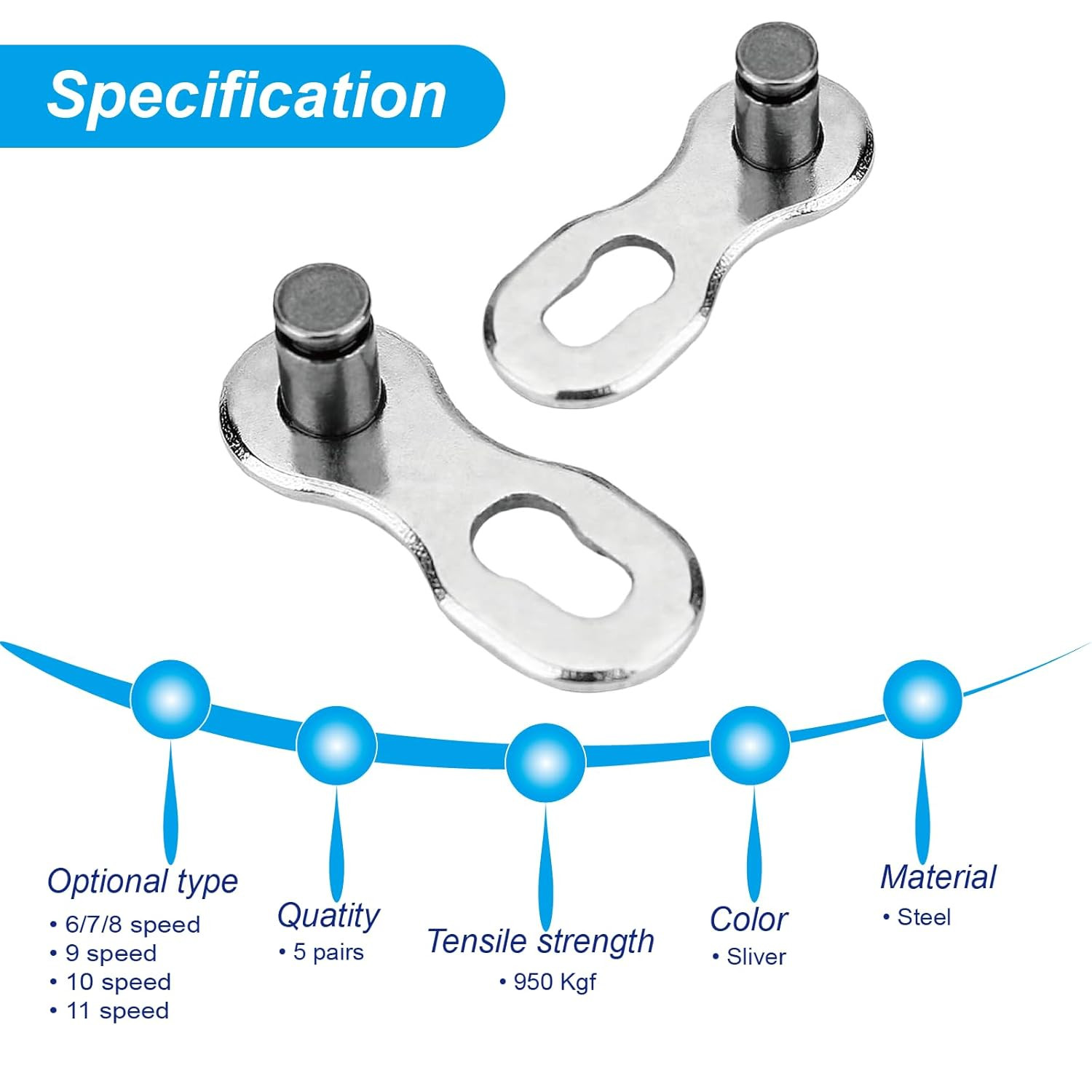 8 Pairs 6/7/8/9/10 Speed Bicycle Chain Connector Missing Link for MTB/Road/BM…