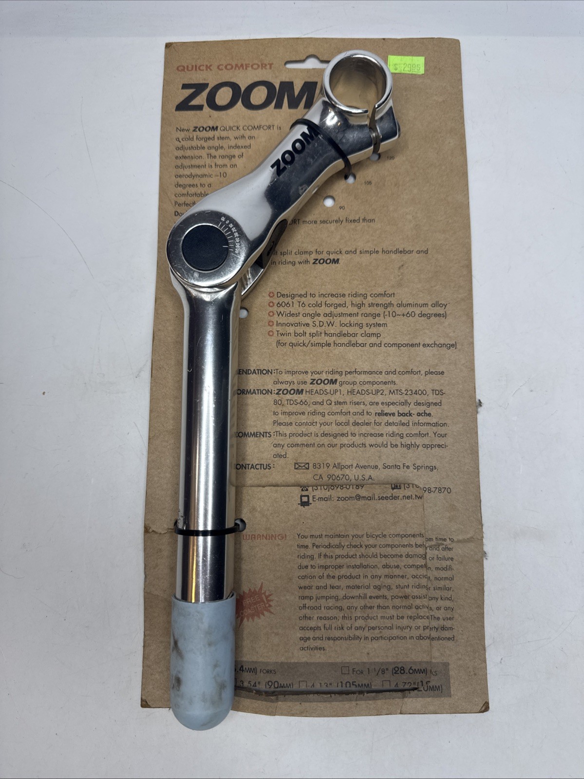 Zoom Quick Comfort Adjustable 120mm Extension 180 Length 80-150 Deg #u3