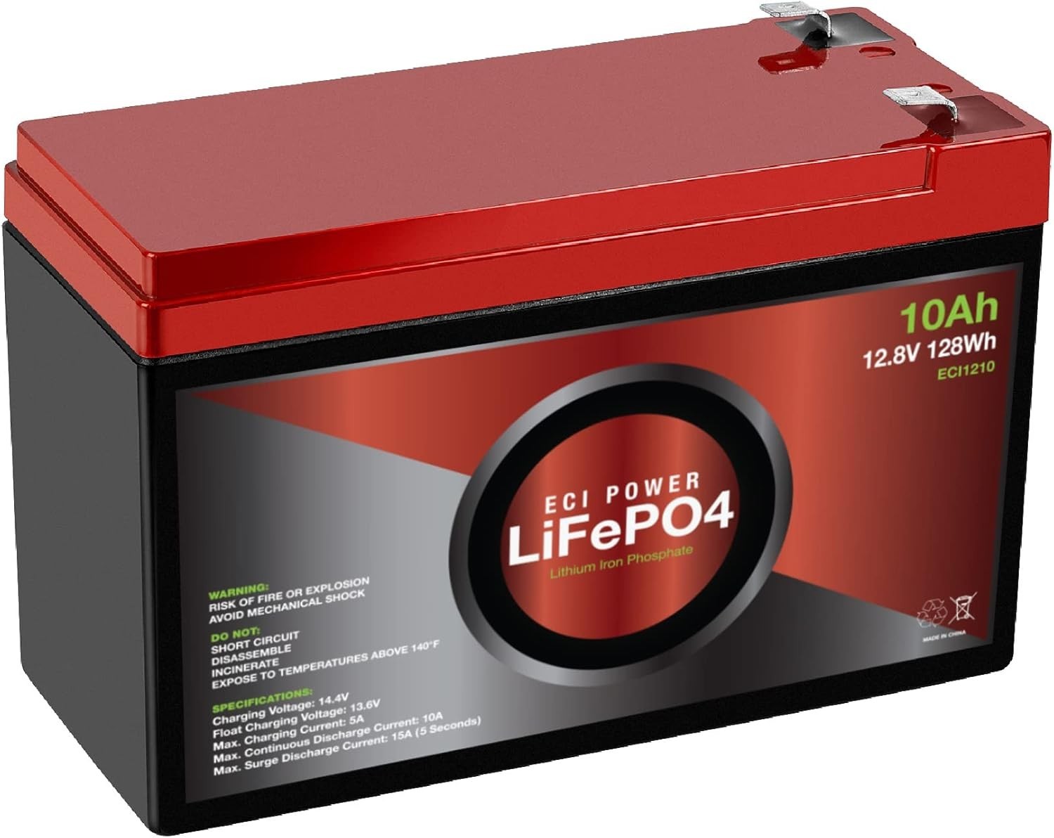 ECI Power 12V 10Ah Lithium LiFePO4 Deep Cycle Rechargeable Battery | 2000-500…