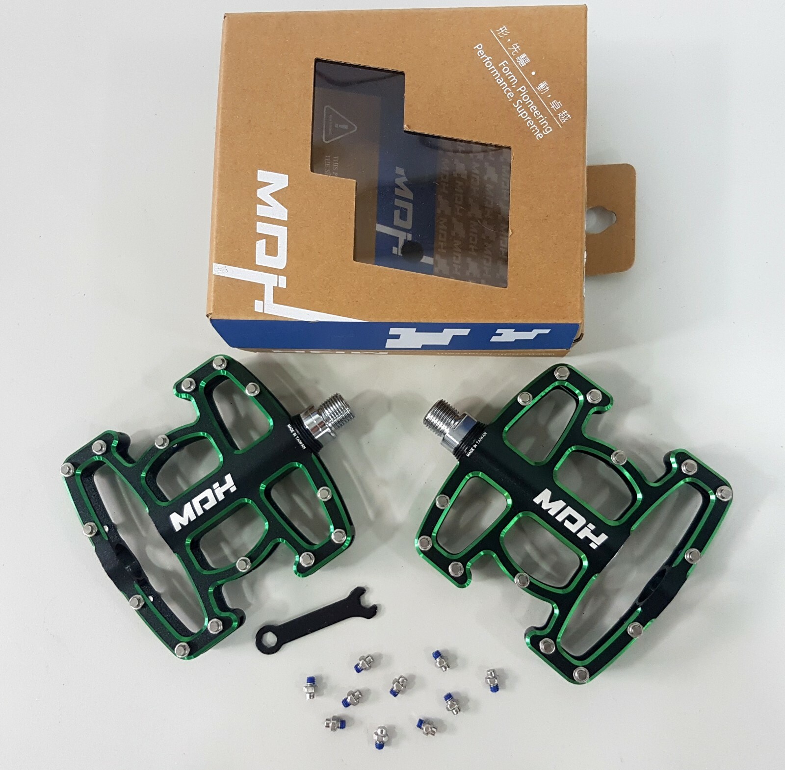 MDH Off-Road – MTB PXA01 375g 108x100x25.5mm Aluminum Bicycle Pedal Black Green