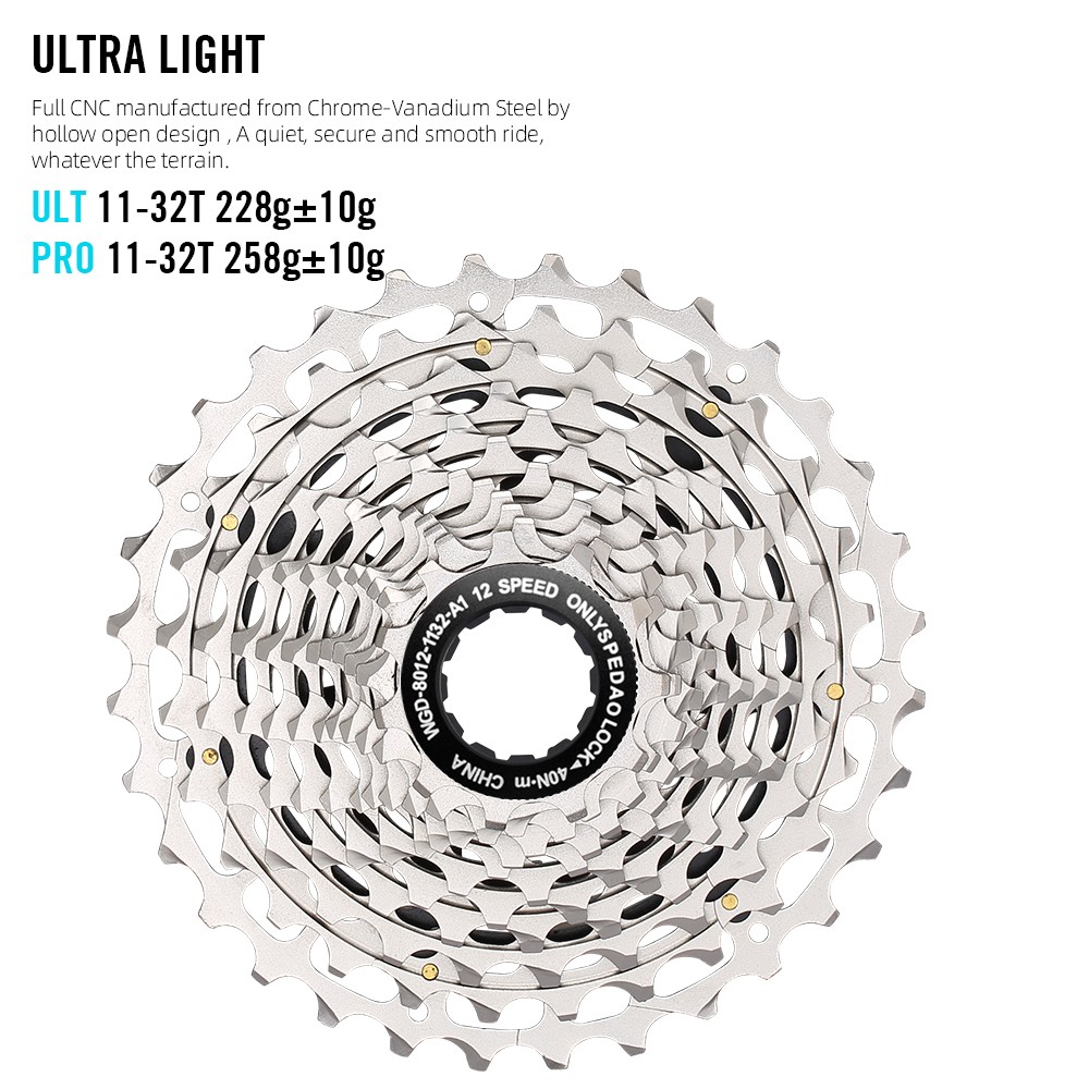 12 Speed Road Cassette 11-32T & Chain 126L Combo DLC CNC 228g for Shimano SRAM