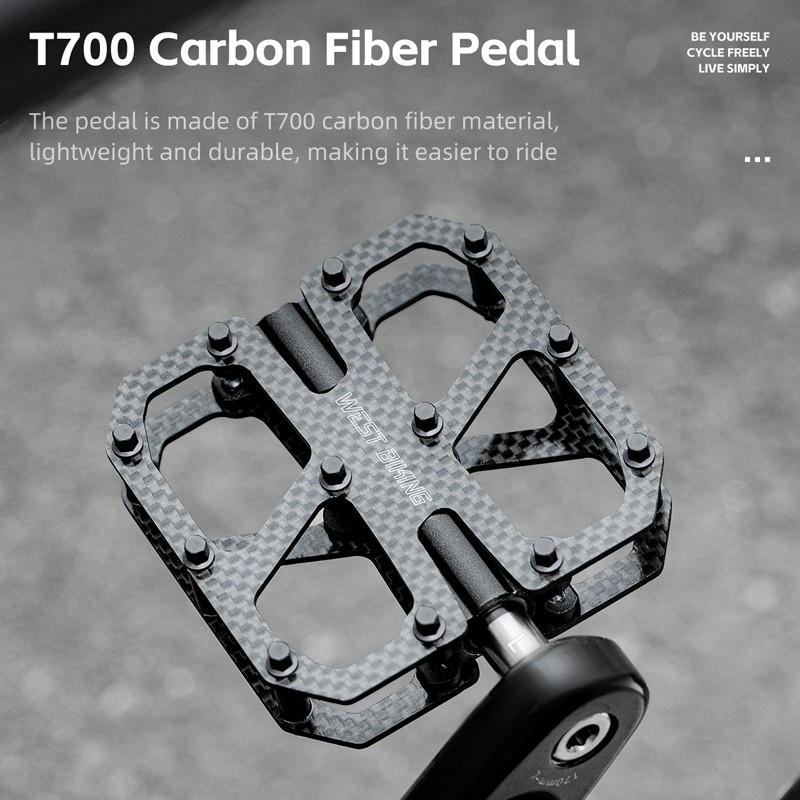 Bicycle Pedals Carbon Fiber Titanium Axle 3 Bearing Bicycle Pedals Black