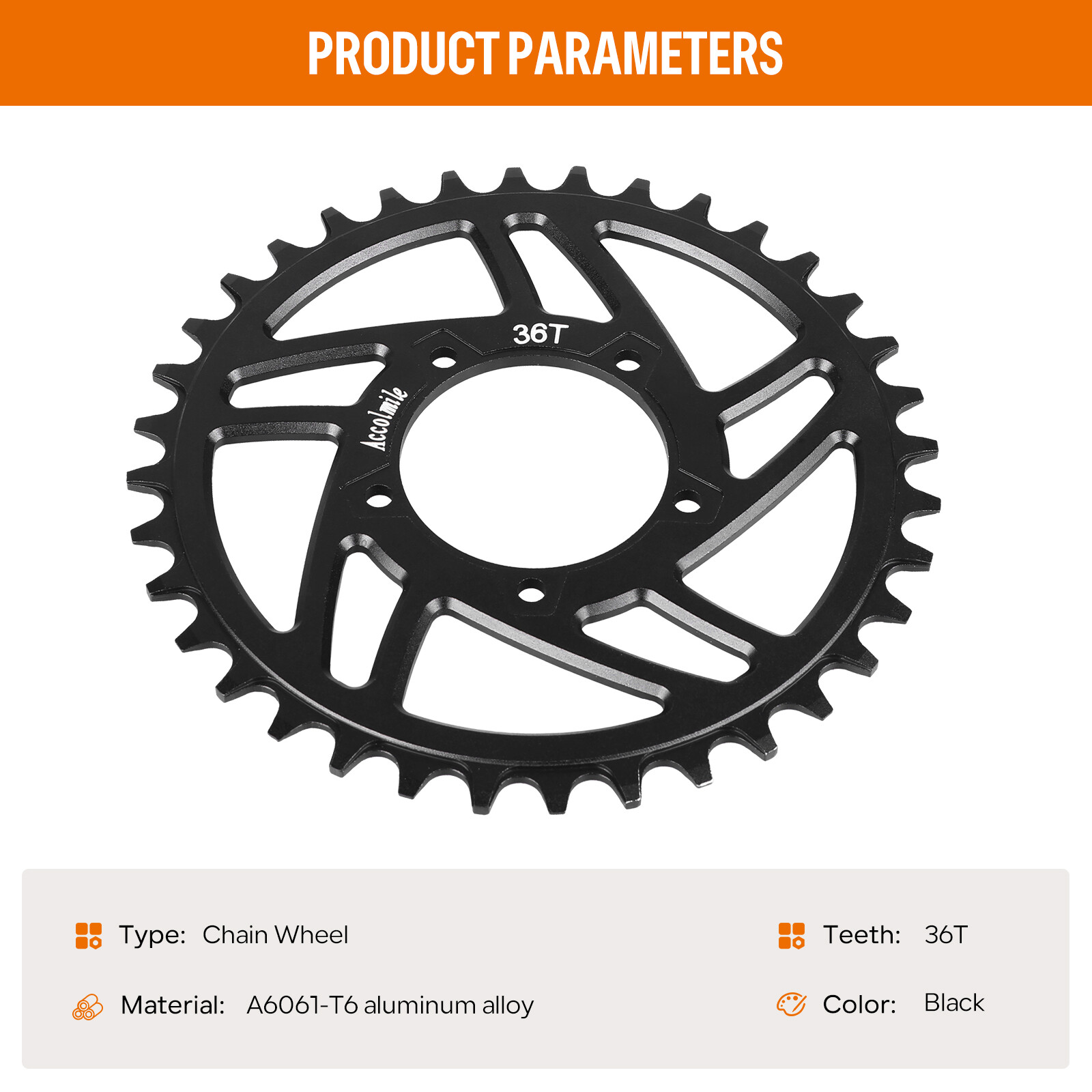 36/42/44T Sprocket Chainwheel for Bafang BBS01B BBS02B 250W-750W Motor Mid Kit