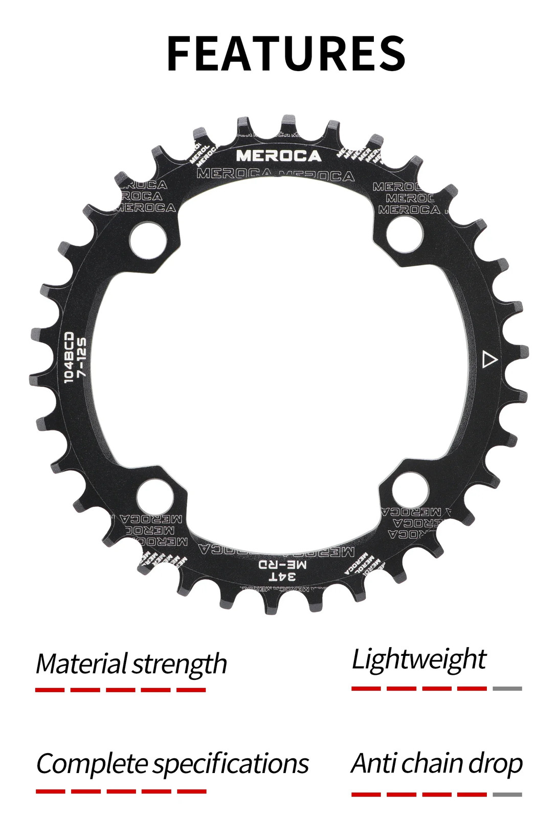 Ultralight 104BCD Round Narrow-Wide MTB Chainring 32T/34T/36T/38T Bicycle Parts