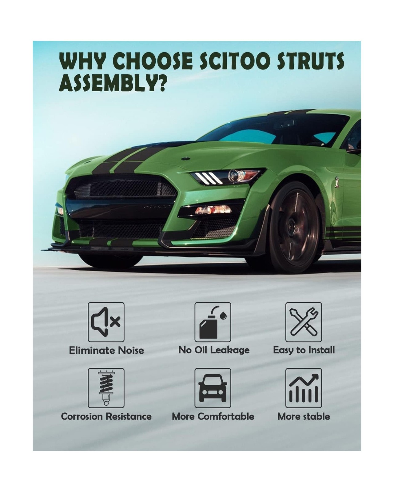 SCITOO Front Pair Strut & Spring Complete Assembly Compatible with 2009-2014 …