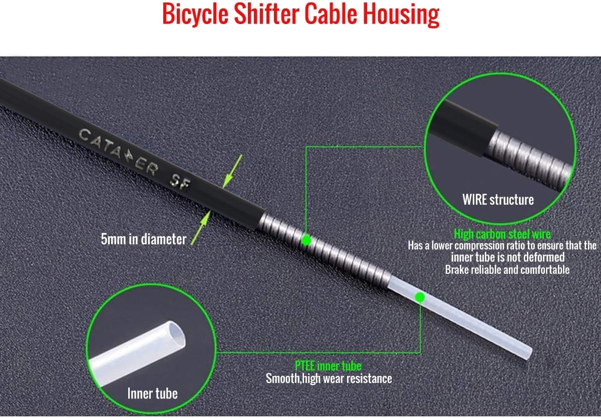 4mm Bike Shift Cable Housing & Kit 10ft 50ft for MTB Road Bike | Lined inner cab