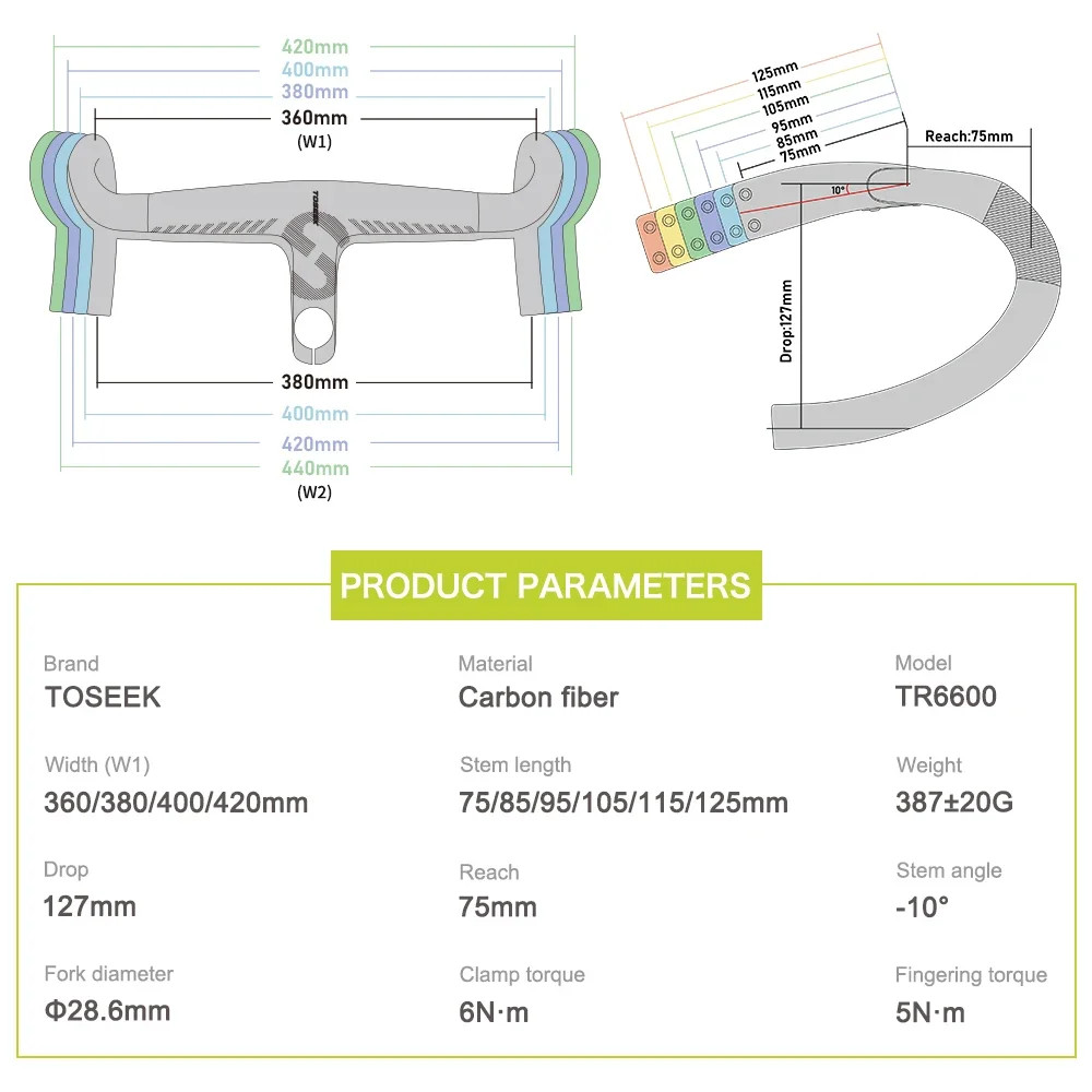 Road Bike Carbon Integrated Handlebar DI2 Full Internal Cable Routing Bent Bar