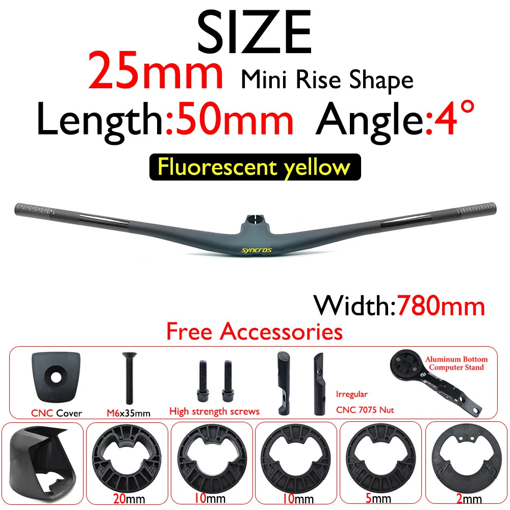 Carbon Fiber Mountain Bike Handlebar Integrated Handlebar 28.6mm 4°/5° Angle