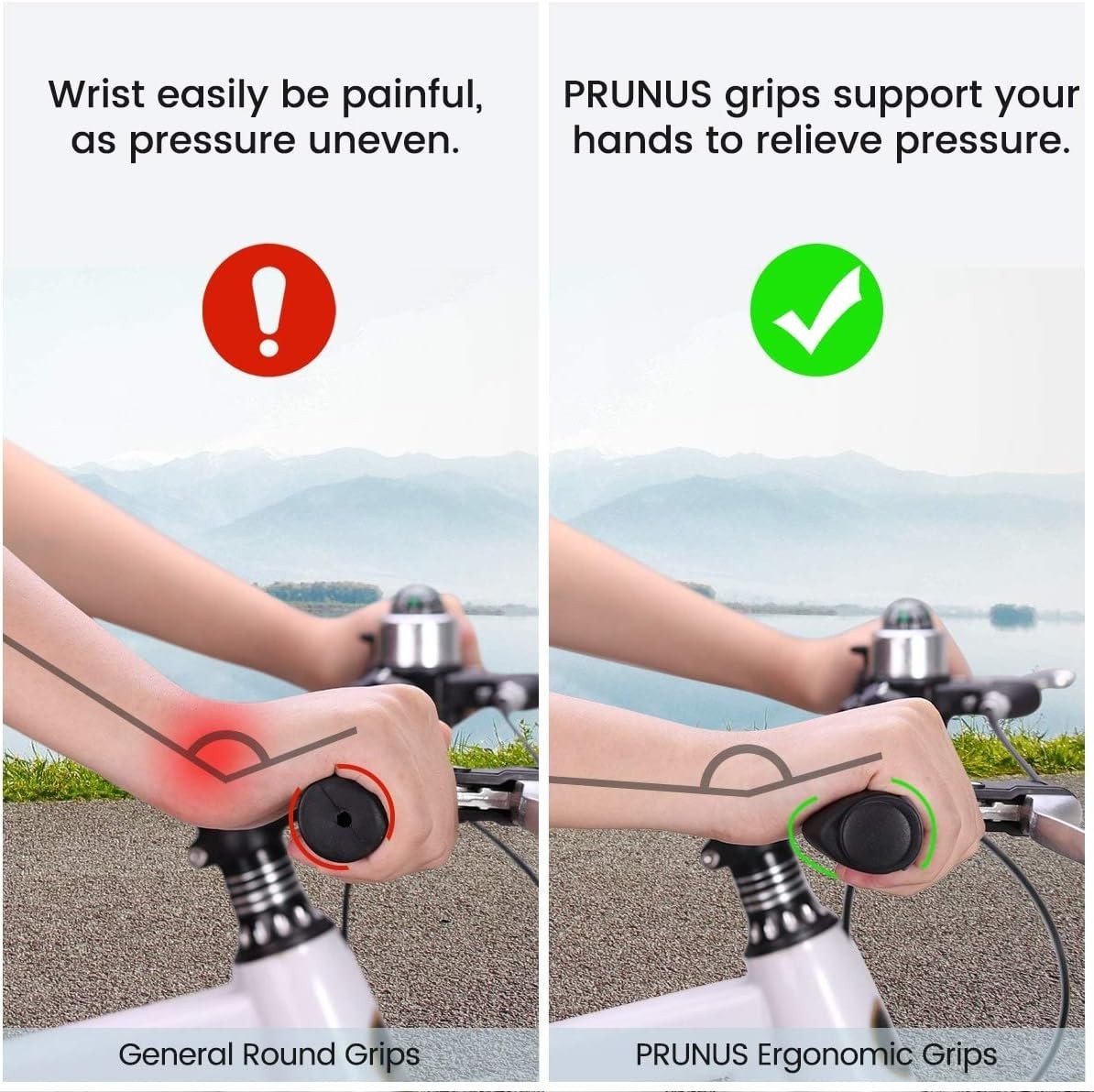 No-Slip Rubber Bike Handlebar Grips 2 Pack Universal for Bicycles MTB BMX E-B…